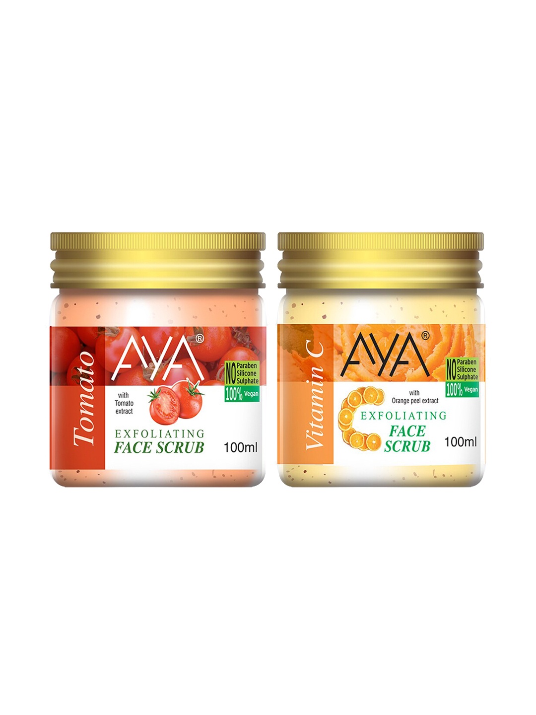 

AYA Set Of 2 Vitamin C & Tomato Exfoliating Face Scrubs 100 ml Each, Red