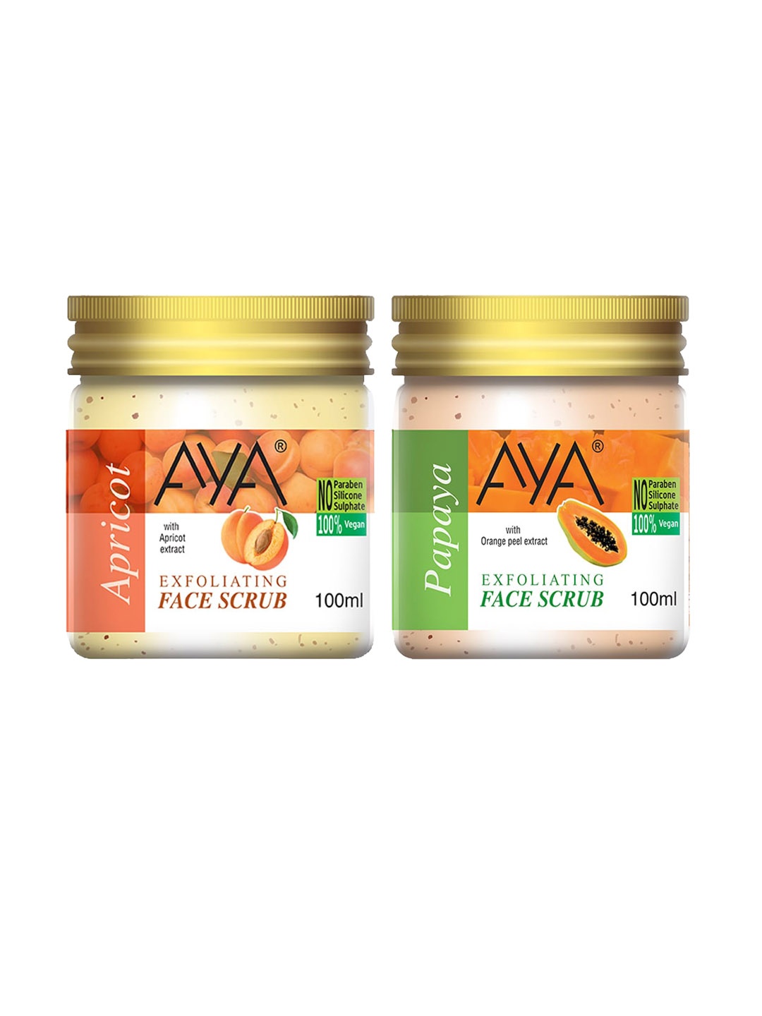 

AYA Set Of 2 Apricot & Papaya Exfoliating Face Scrubs - 100 ml Each, Pink