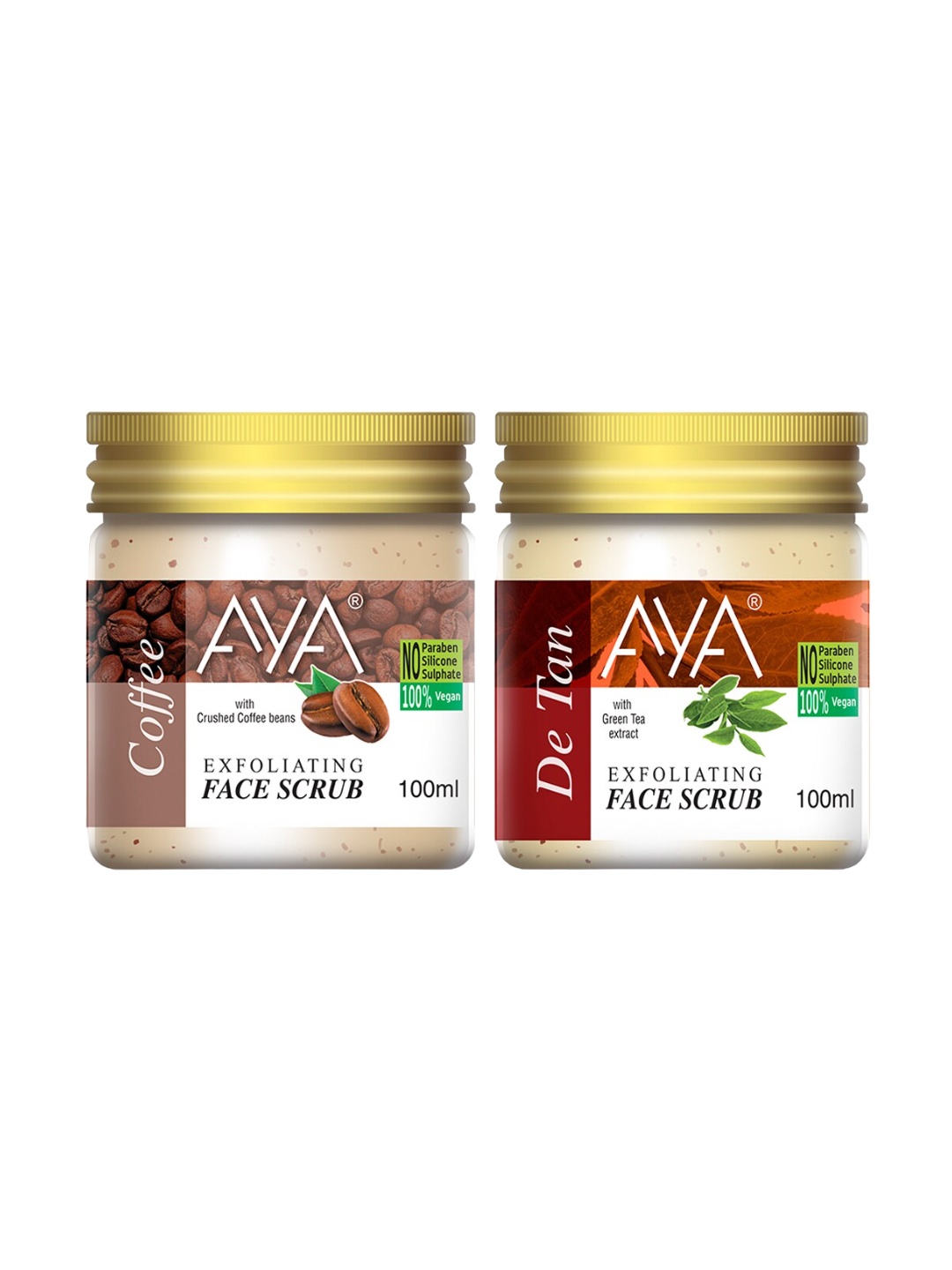 

AYA Set Of 2 Coffee & Detan Exfoliating Face Scrubs - 100 ml Each, Beige