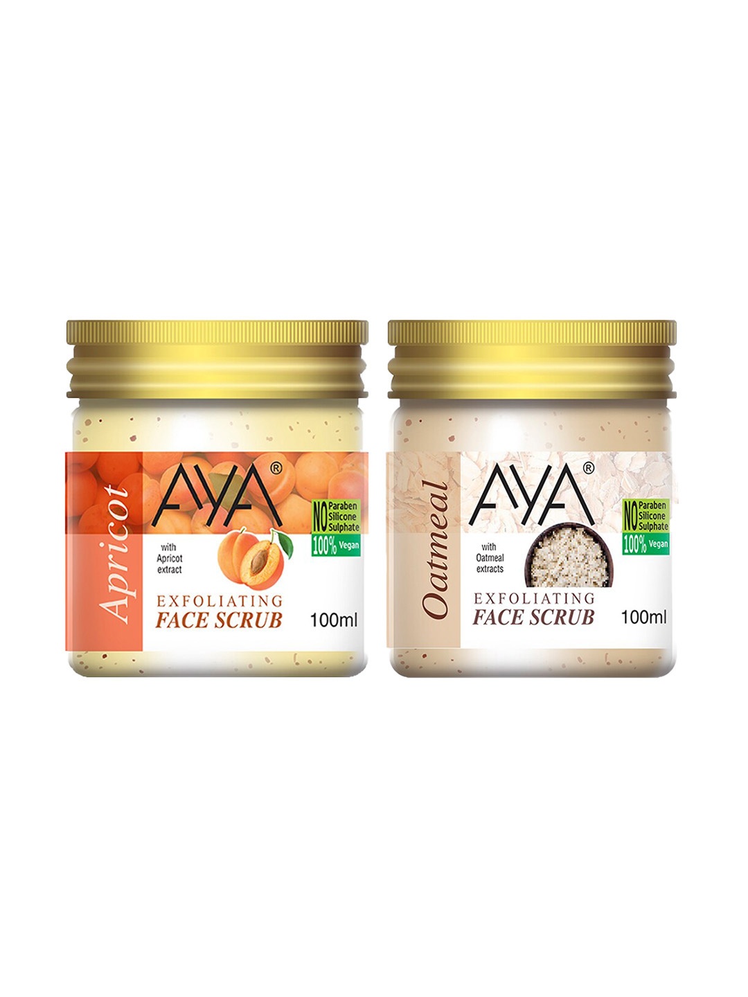 

AYA Set Of 2 Apricot & Oatmeal Exfoliating Face Scrubs - 100 ml Each, Red