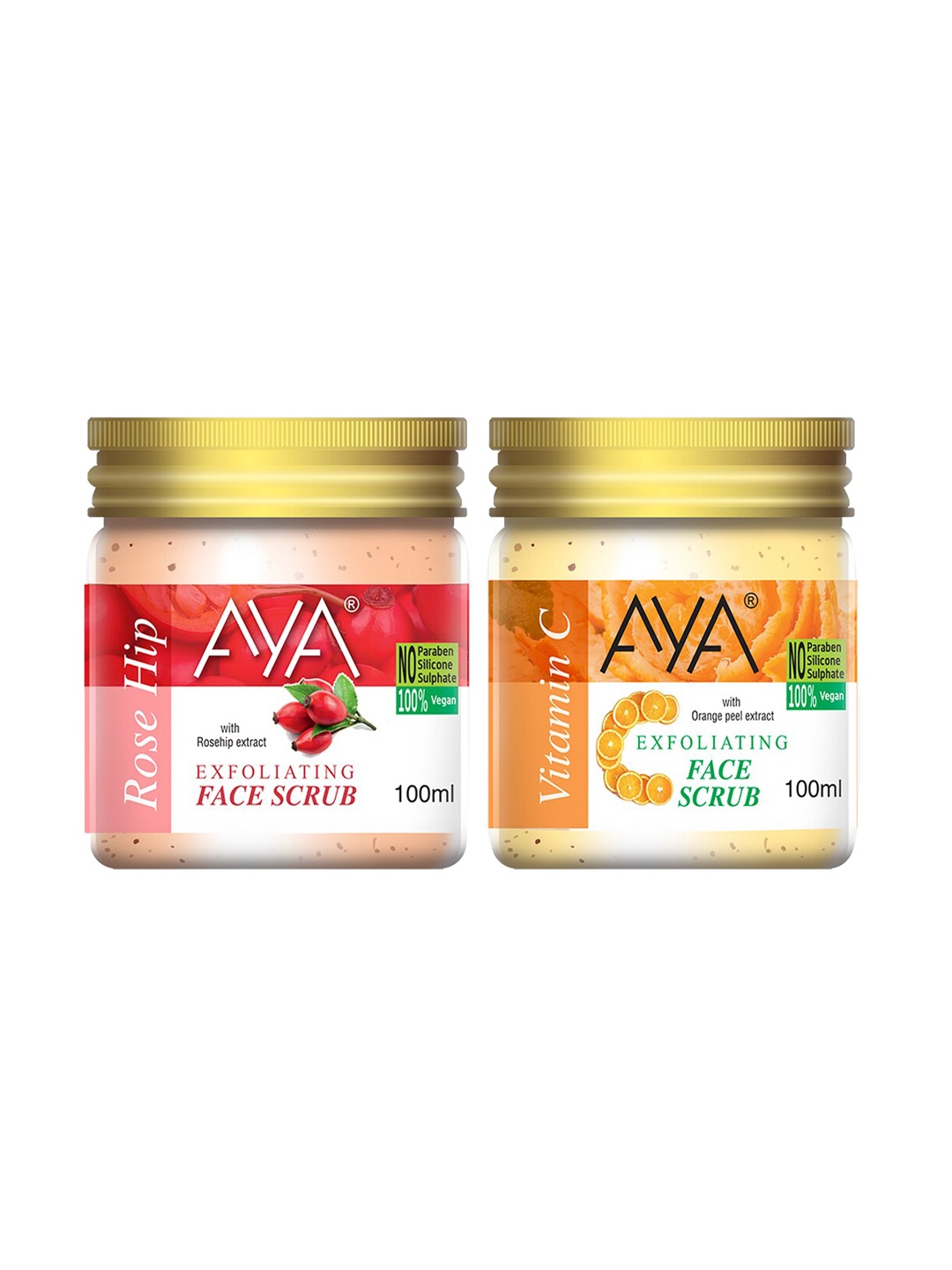 

AYA Set of Rosehip & Vitamin C Exfoliating Face Scrubs - 100 ml Each, Pink