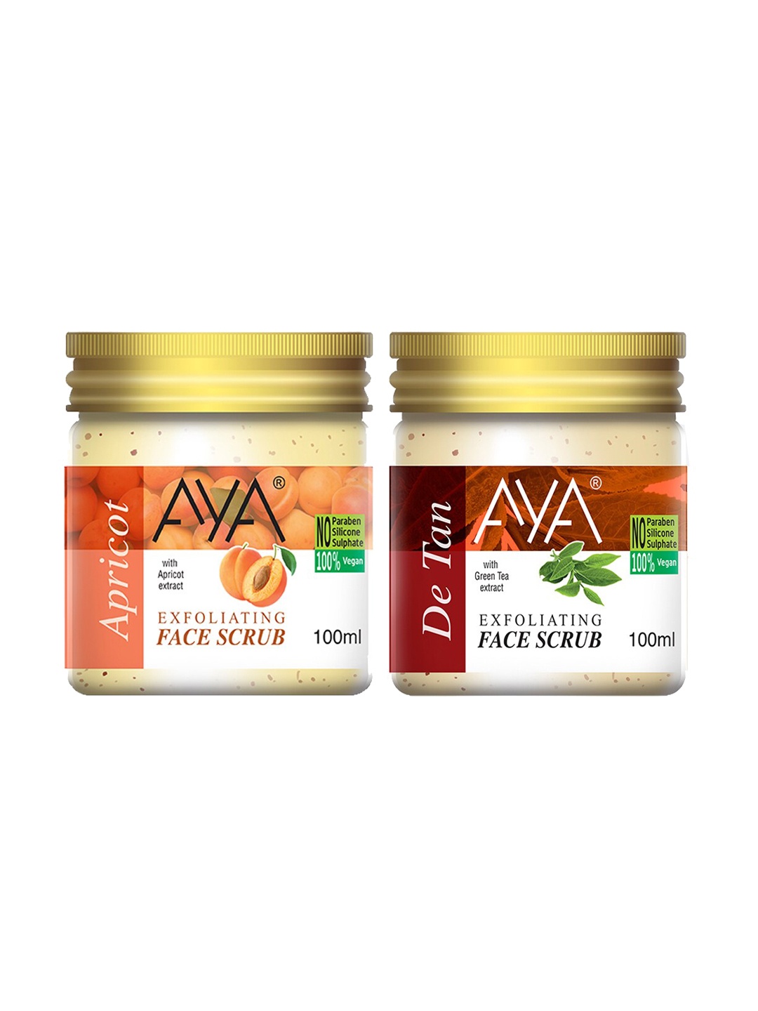 

AYA Set of Apricot & De Tan Exfoliating Face Scrubs - 100 ml Each, Cream