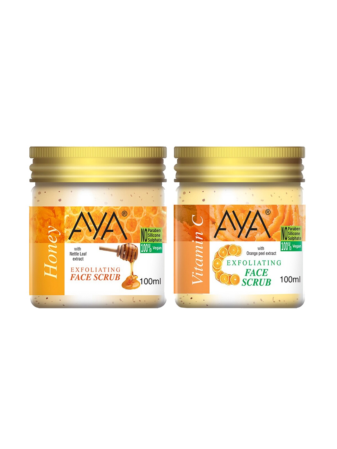 

AYA Set of Honey & Vitamin C Exfoliating Face Scrubs - 100 ml Each, Cream