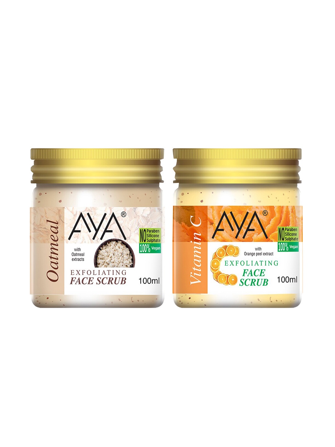 

AYA Set of Oatmeal & Vitamin C Exfoliating Face Scrubs - 100 ml Each, Cream