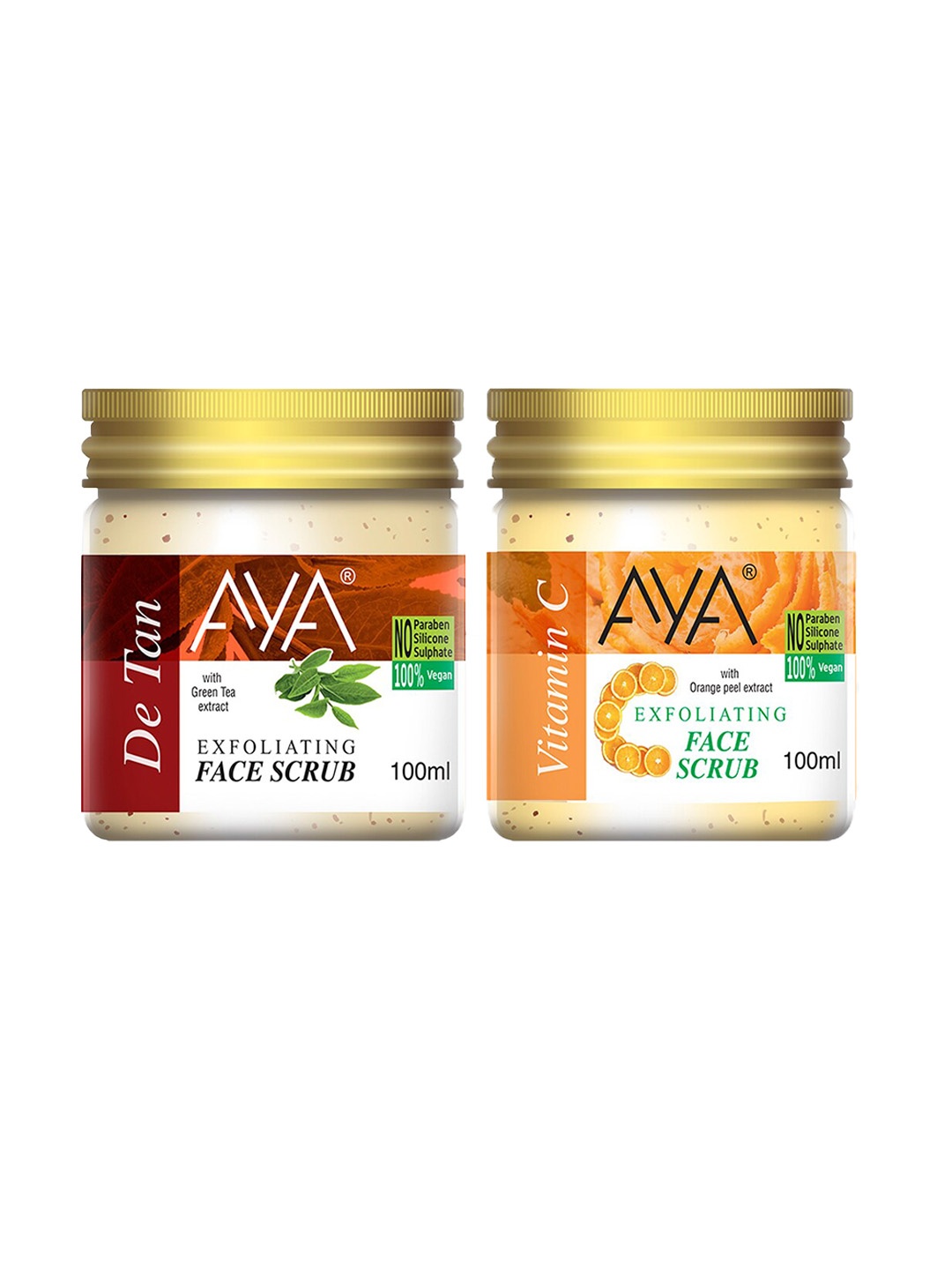 

AYA Set of De Tan & Vitamin C Exfoliating Face Scrubs - 100 ml Each, Cream