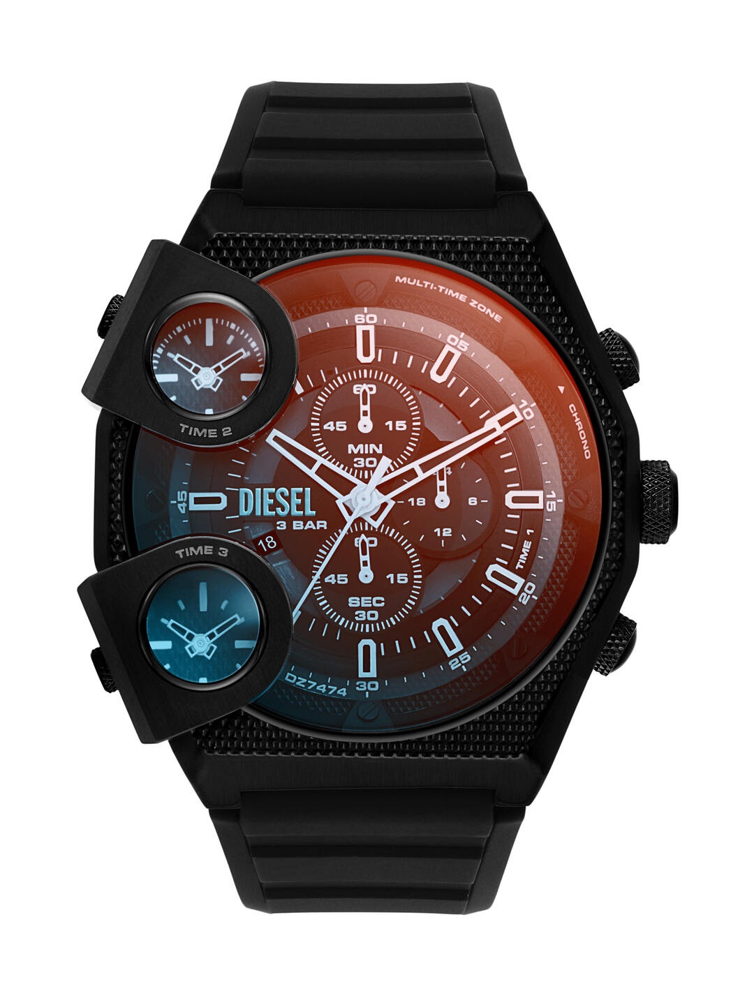 

DIESEL Men Analogue Multi-Time Zone Chronograph Watch DZ7474, Black