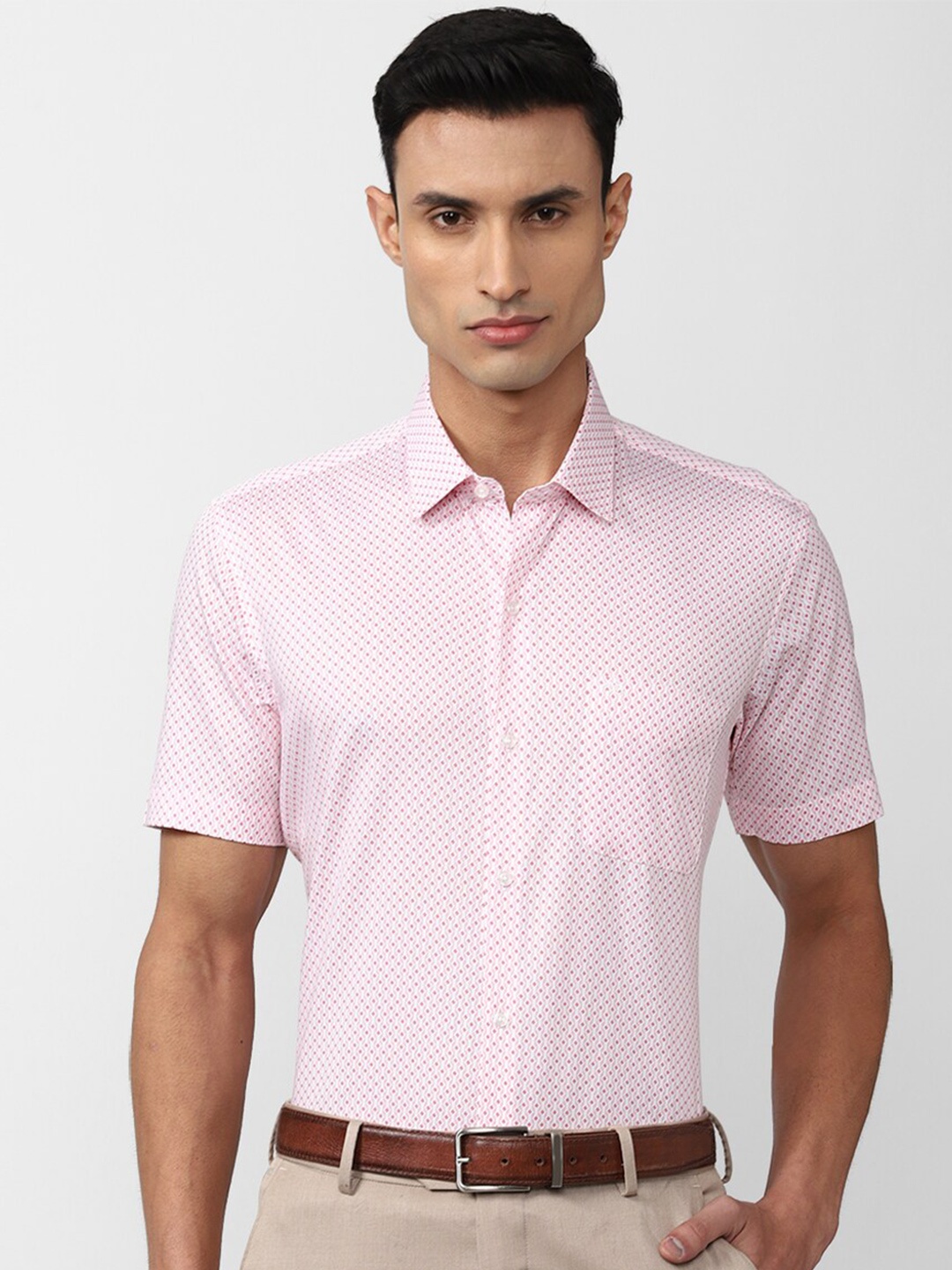 

Peter England Micro Ditsy Printed Pure Cotton Formal Shirt, Pink