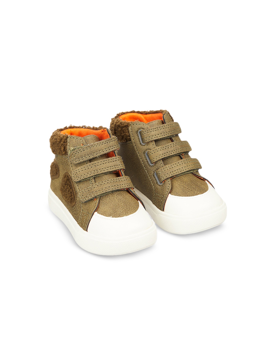 

mothercare Boys Leather Mid-Top Slip On Sneaker With Velcro, Green