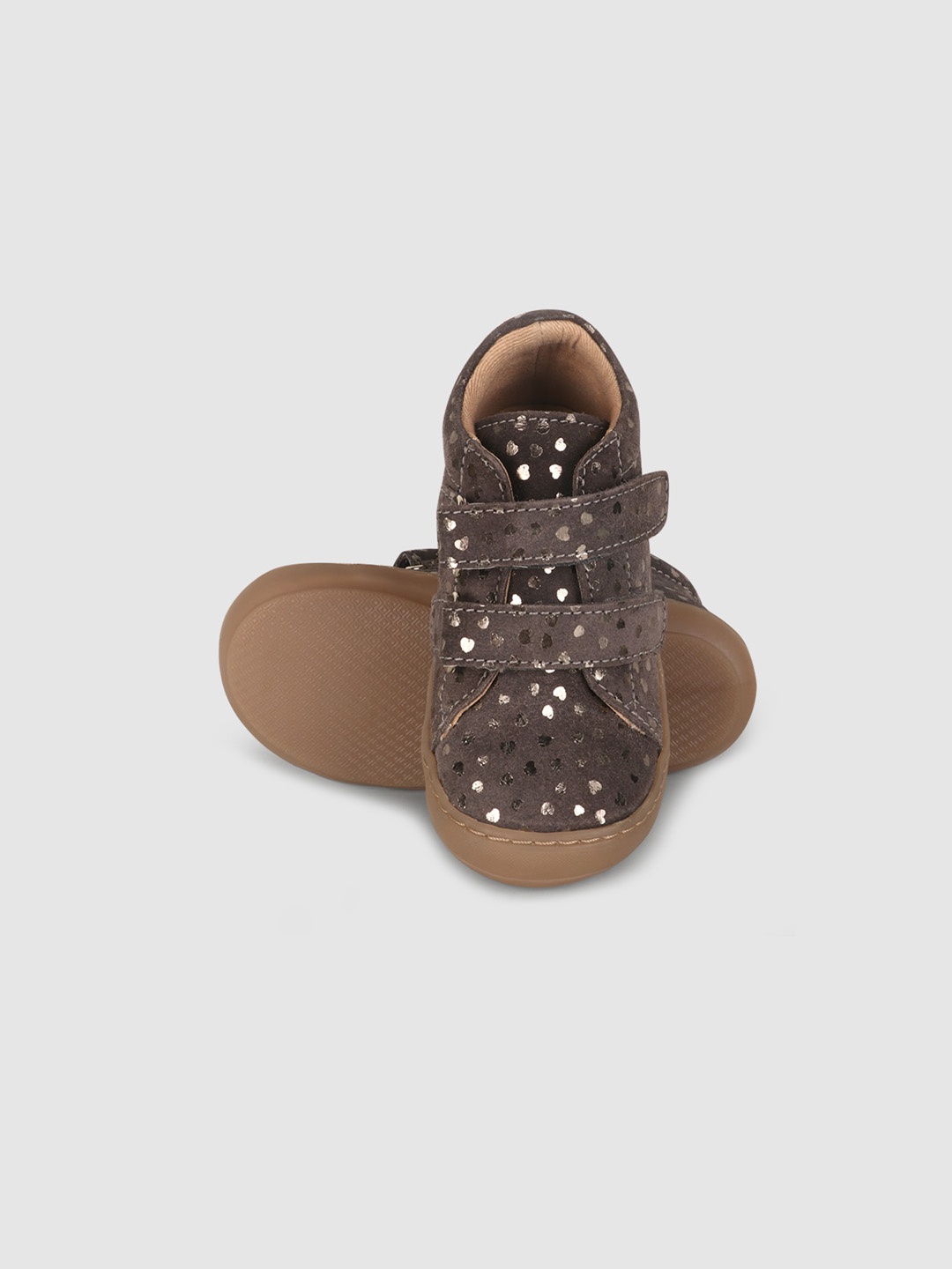 

mothercare Infant Girls Printed Embellished Leather Velcro Closure Comfort Insole Sneakers, Brown