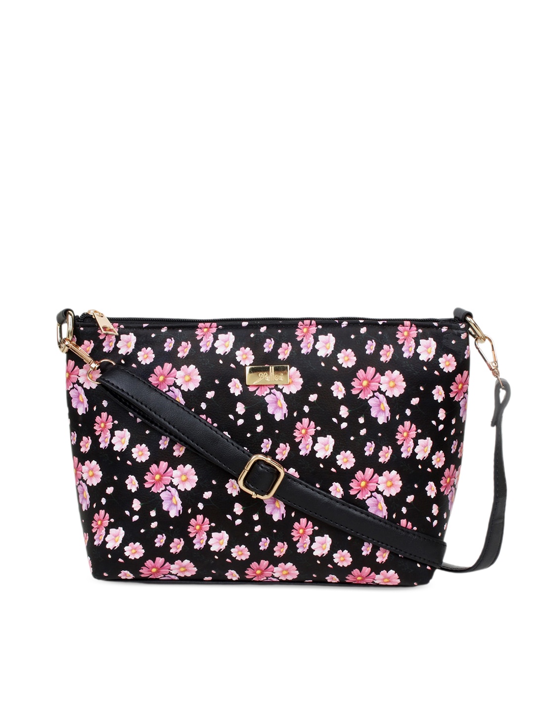 

yelloe Printed Structured Sling Bag, Black