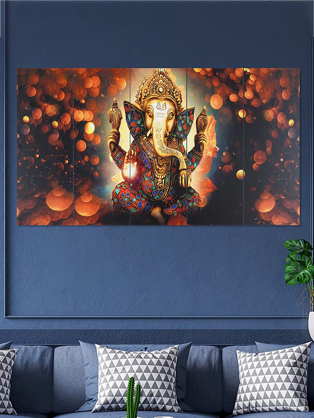

Perpetual Black & Brown 5 Pieces Ganesha Framed Wall Paintings