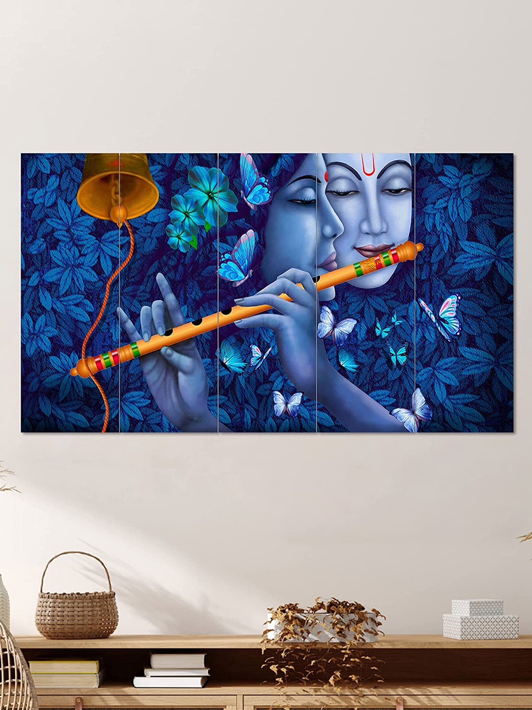 Perpetual Blue & Mustard 5 Pieces Framed Wall Paintings