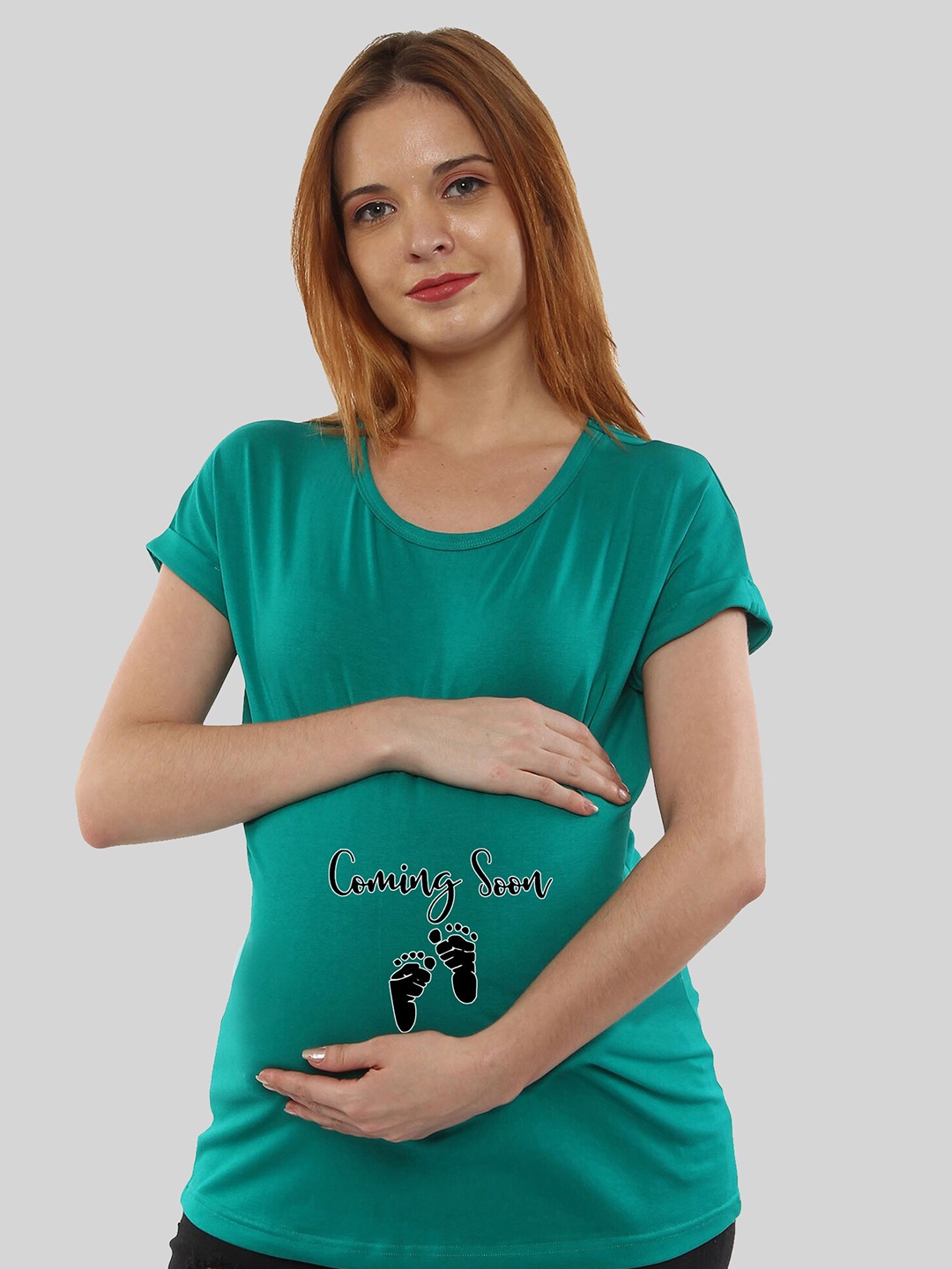 

SillyBoom Typography Printed Cotton Maternity T-Shirt, Teal
