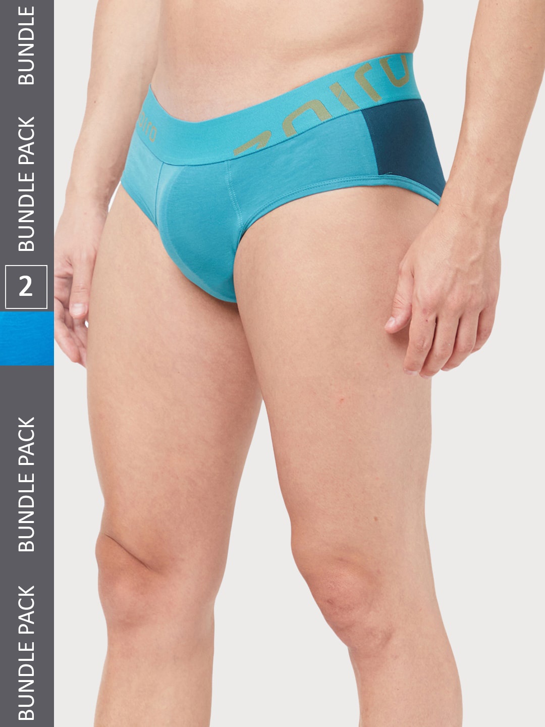 

Zoiro Men Pack Of 2 Branded Elastic Basic Briefs, Blue
