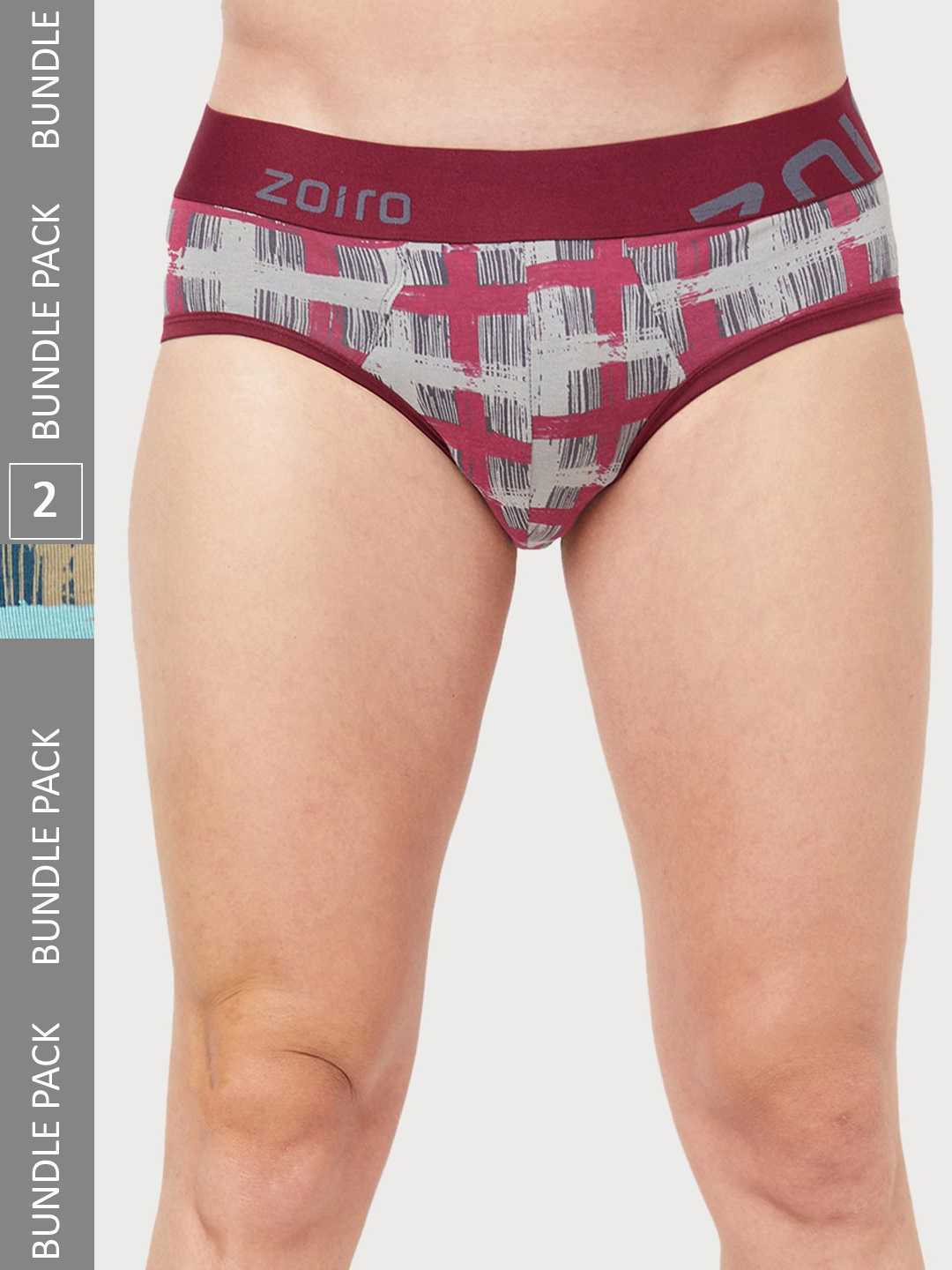 

Zoiro Men Pack Of 2 Printed Anti-Bacterial Basic Briefs, Blue