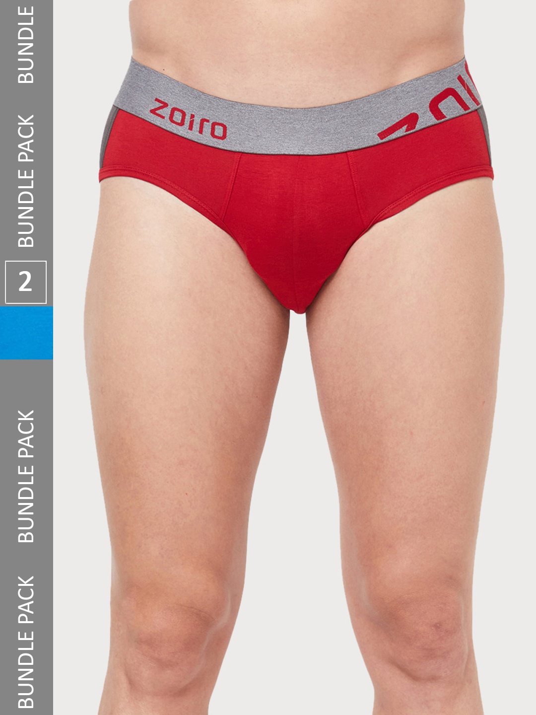 

Zoiro Men Pack Of 2 Anti Bacterial Finish Basic Briefs, Red