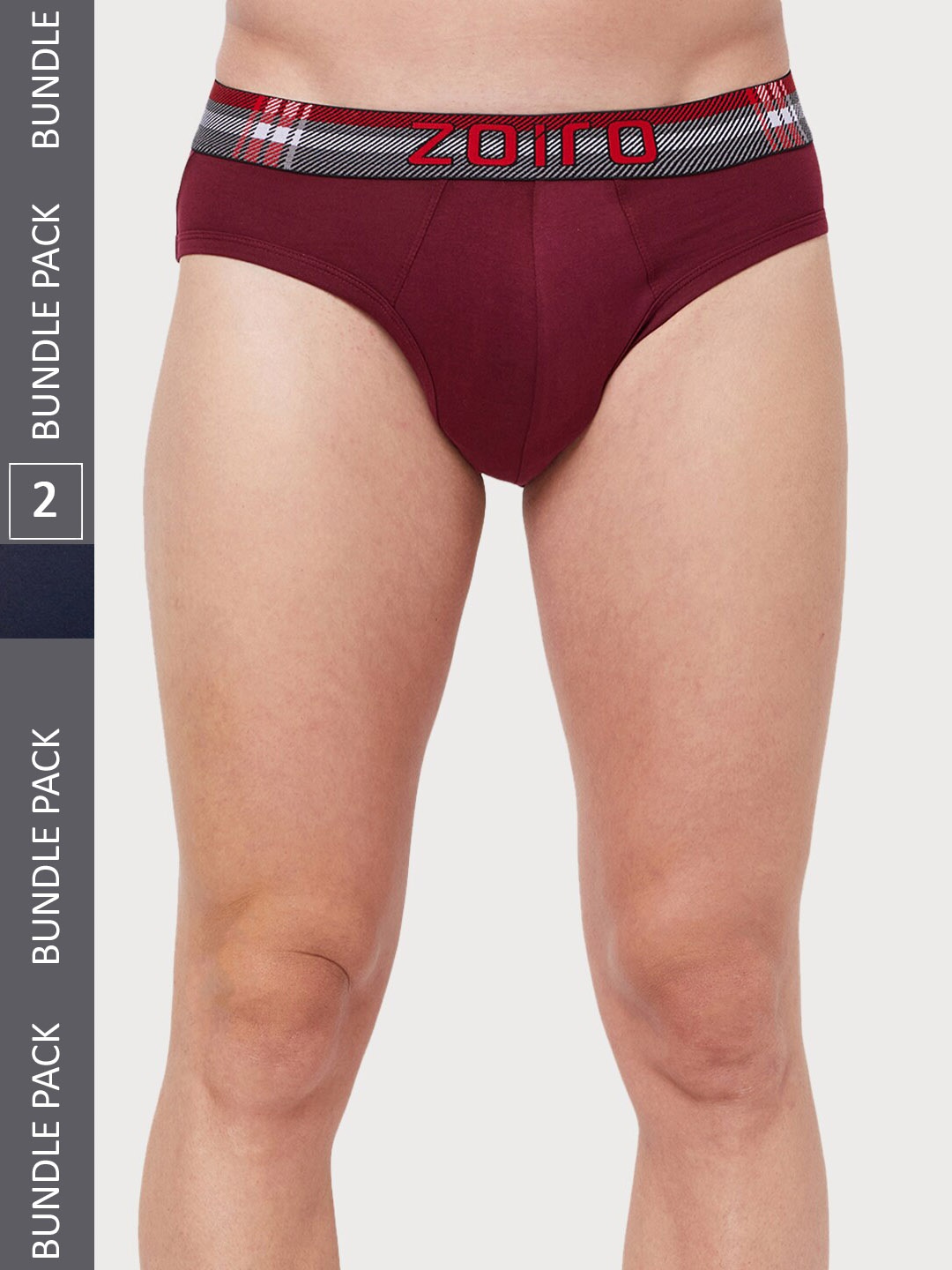 

Zoiro Men Pack Of 2 Mid-Rise Basic Briefs 8905320112957_RE, Burgundy