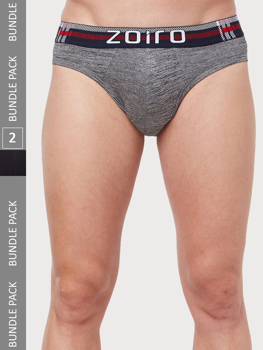 

Zoiro Men Pack Of 2 Anti Bacterial Finish Basic Briefs, Black