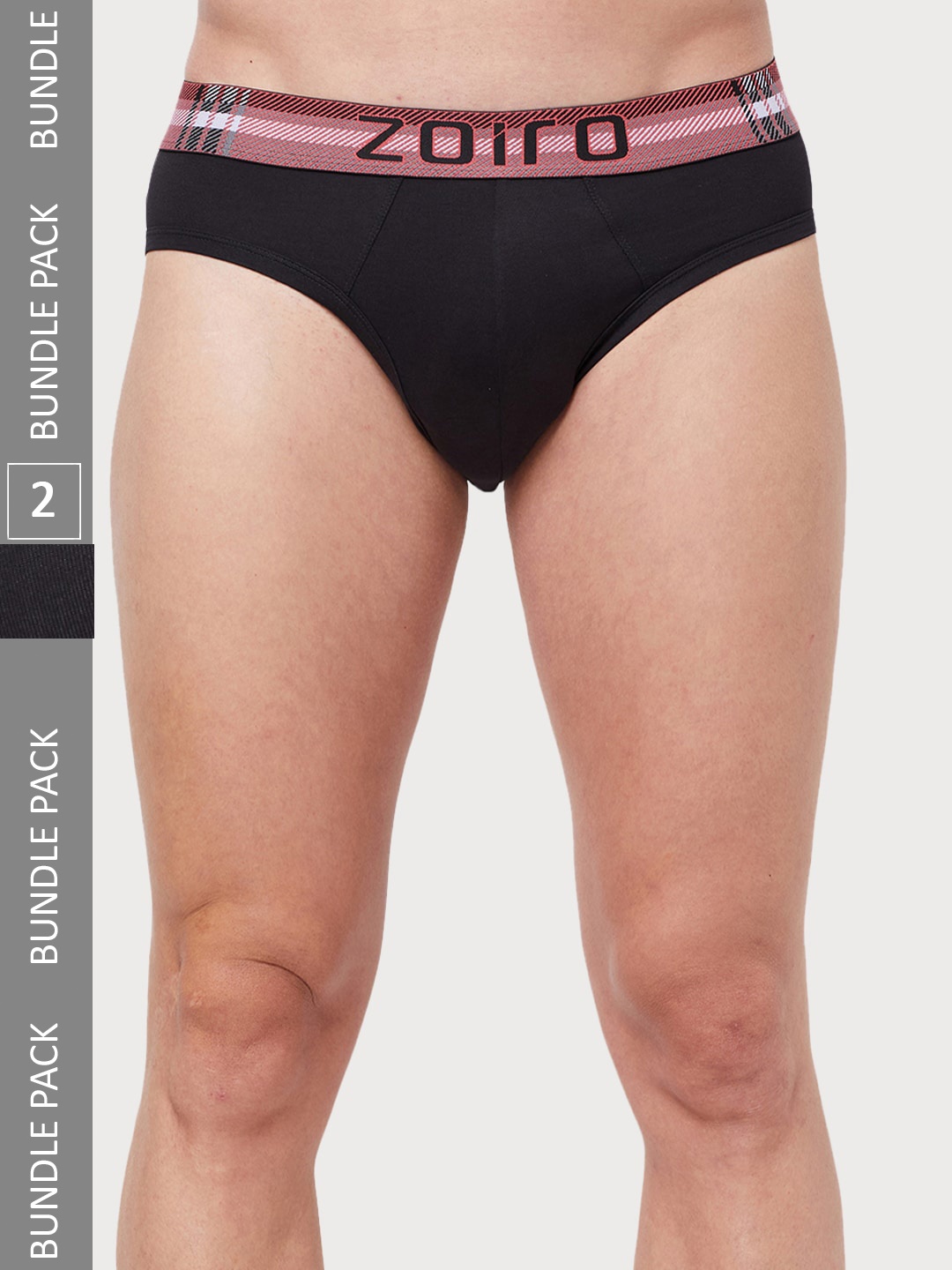 

Zoiro Men Pack Of 2 Anti Bacterial Finish Basic Briefs, Black