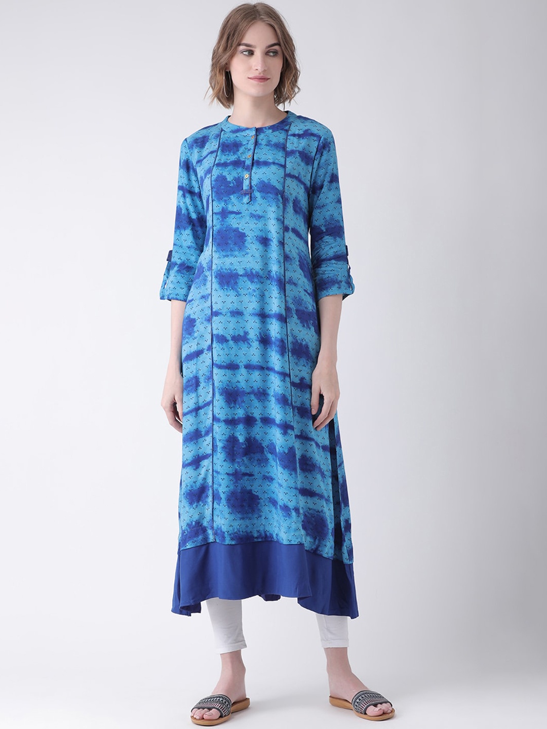 

Span Geometric Printed A-Line Kurta, Blue