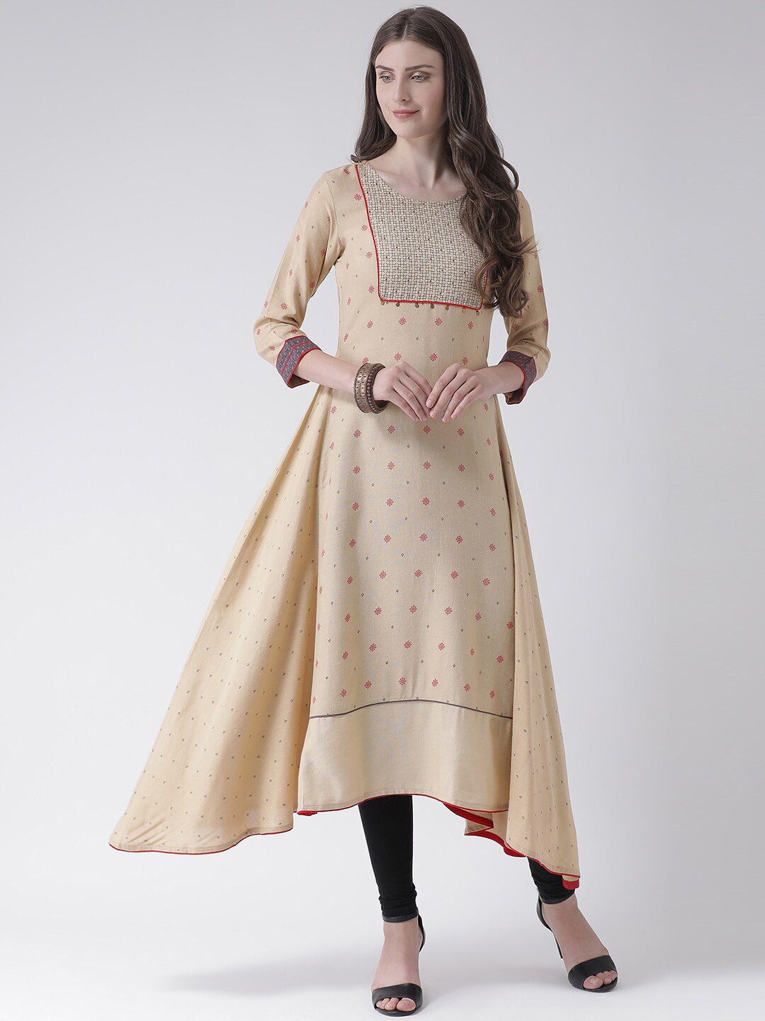 

Span Geometric Printed A-Line Cotton Kurta, Beige