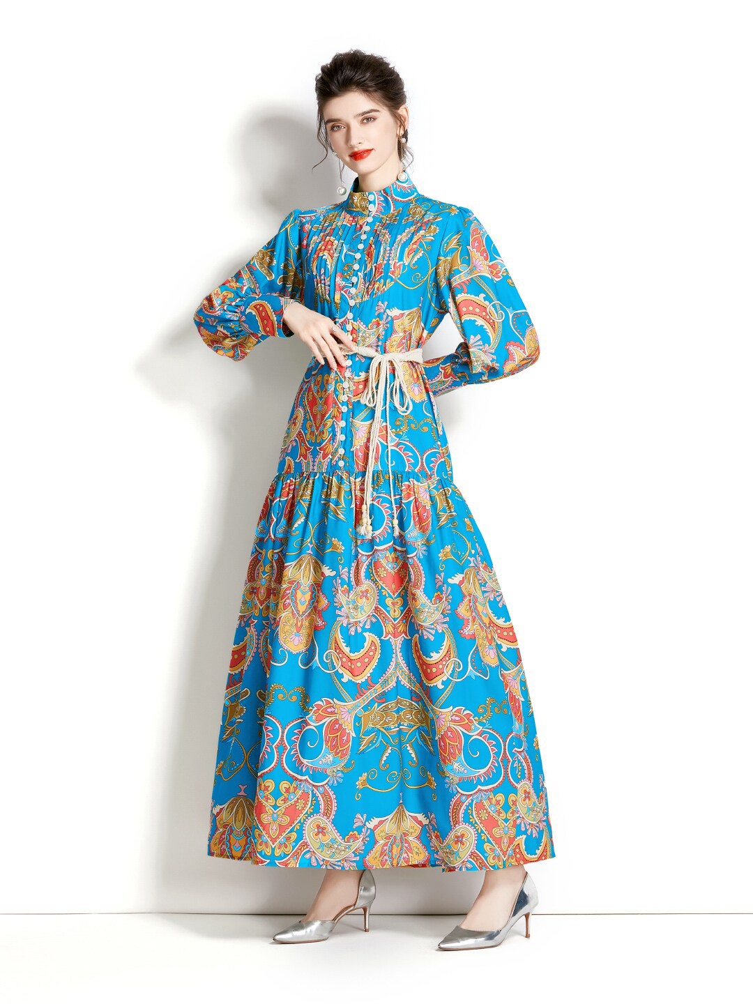 

JC Collection Ethnic Motifs Maxi Ethnic Dress, Blue