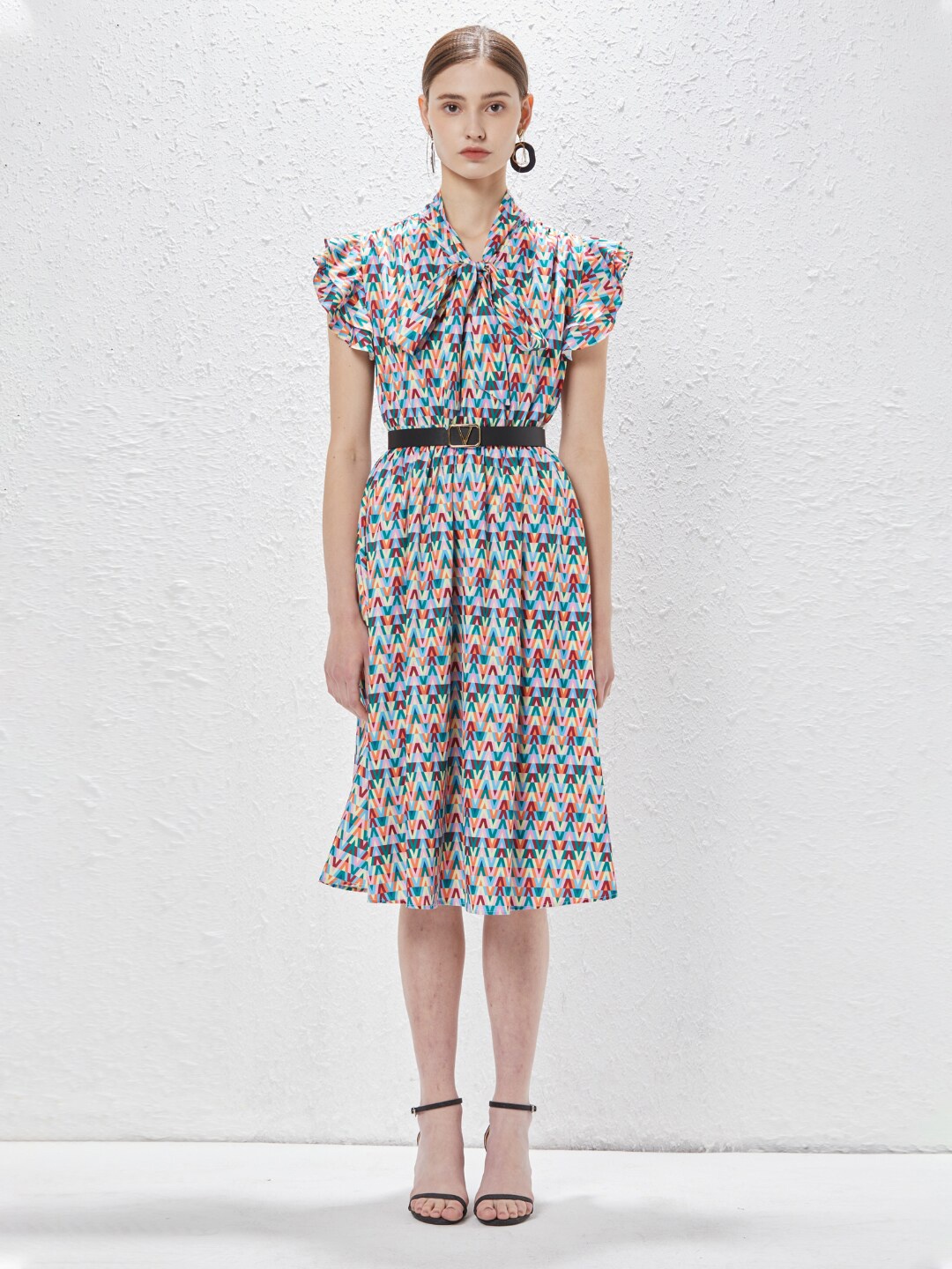 

JC Collection Tie-Up Neck Dress, Green