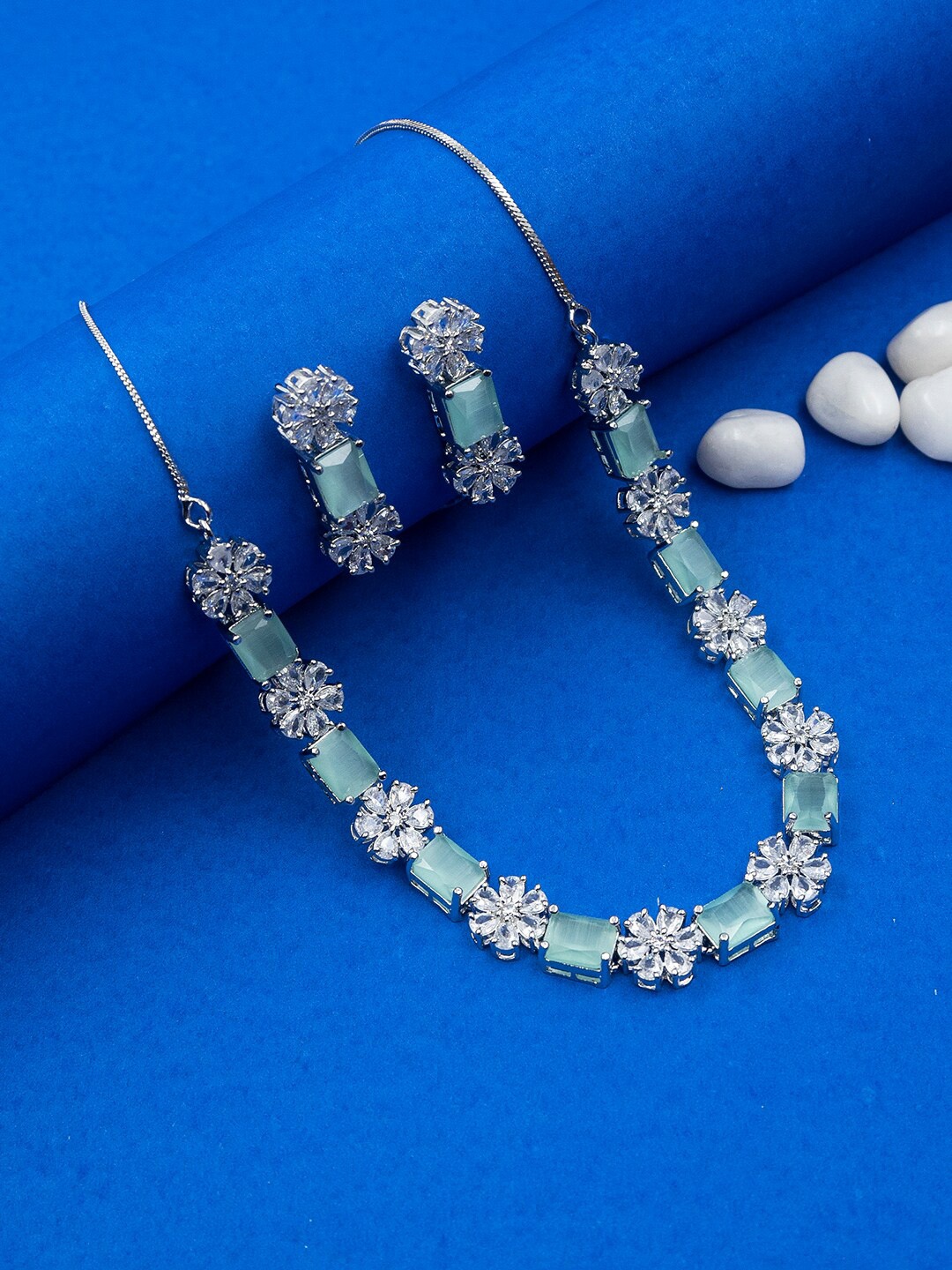 

StileAdda Silver-Plated CZ-Studded Jewellery Set