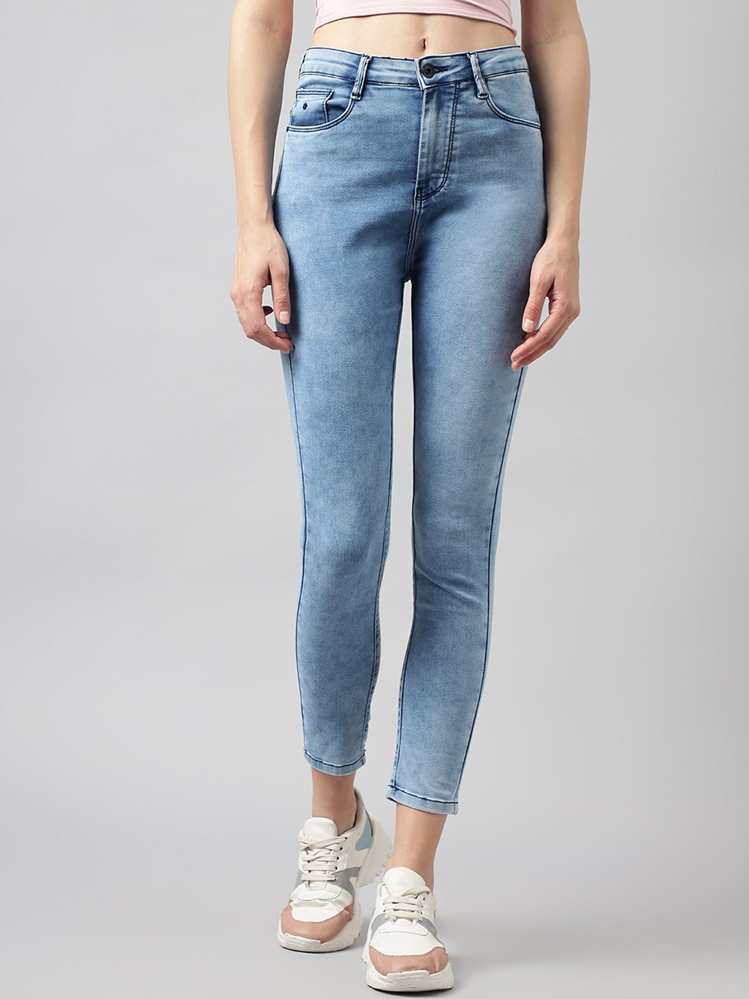 

Code 61 Women Skinny Fit High-Rise Acid Wash Stretchable Jeans, Blue