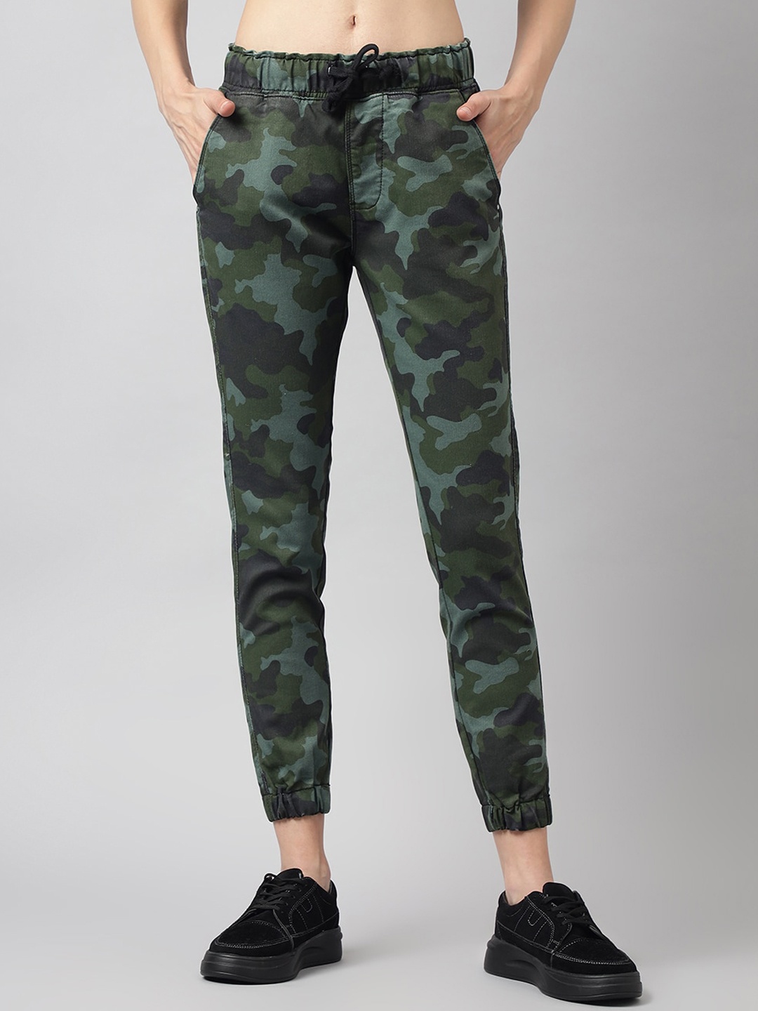 

Code 61 Camouflage Printed Joggers Trousers, Olive