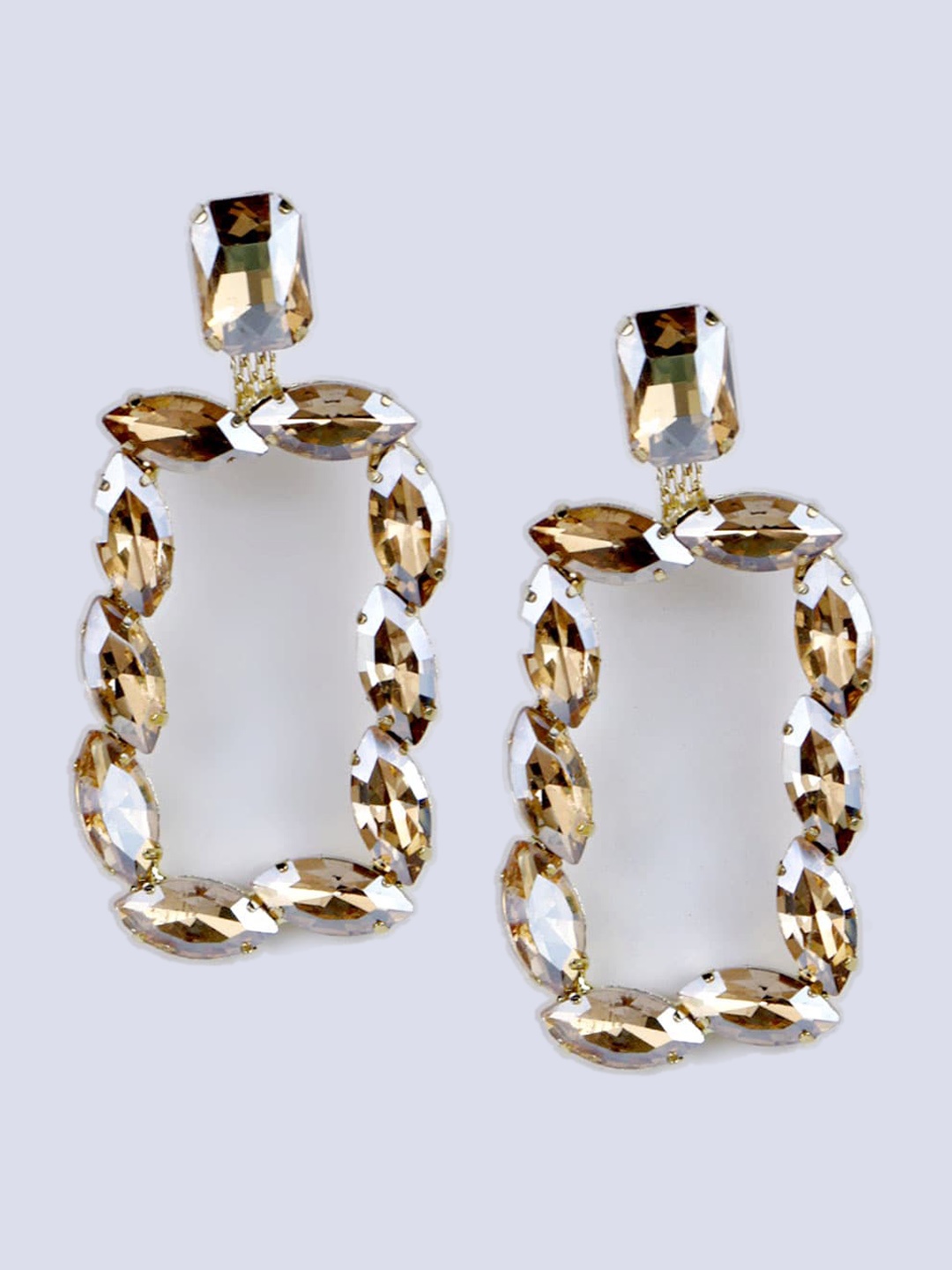 

Krelin Gold Plated Gold Stone Studded Geometric Drop Earrings