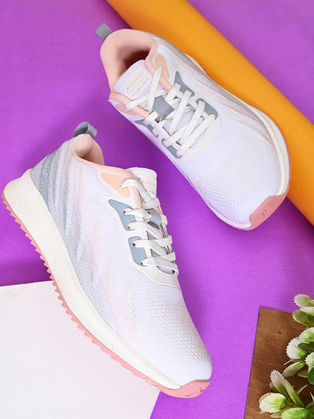 

ABROS Women ELVIRA Mesh Marking Running Shoes, Off white