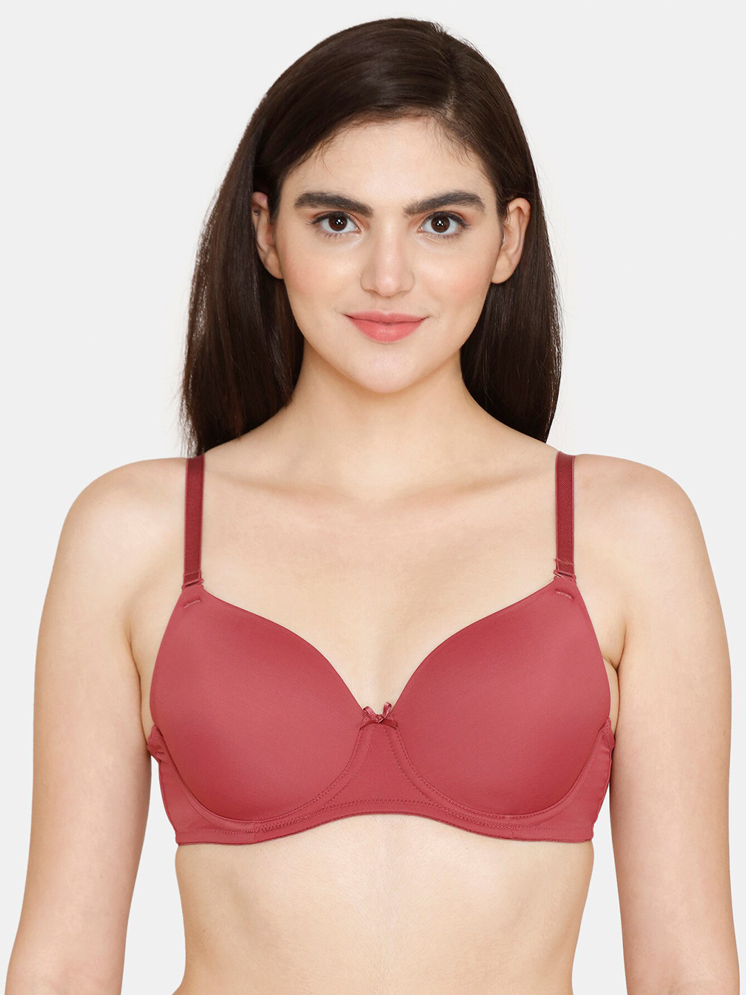

Zivame Underwired Lightly Padded All Day Comfort Seamless T-shirt Bra, Maroon