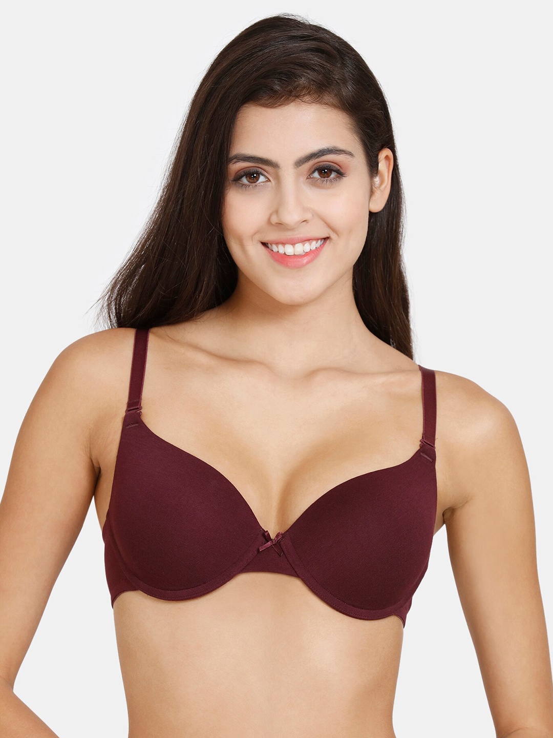 

Zivame Underwired Lightly Padded All Day Comfort Seamless Push-Up Bra, Maroon