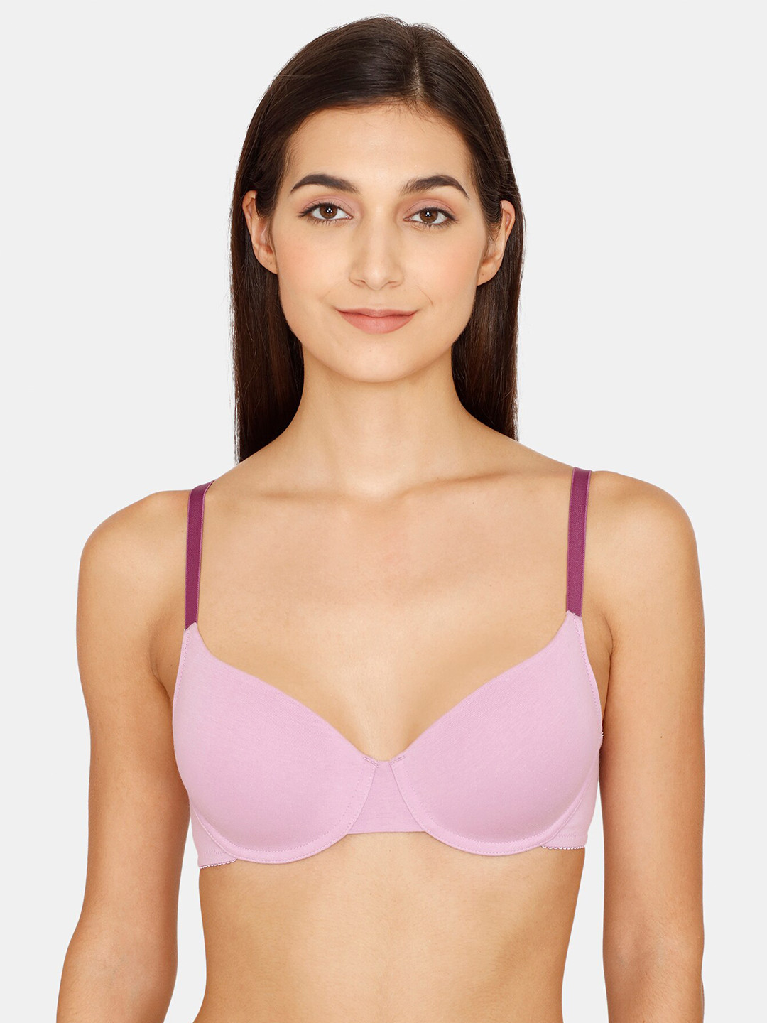

Zivame Underwired Lightly Padded Seamless T-Shirt Bra, Purple