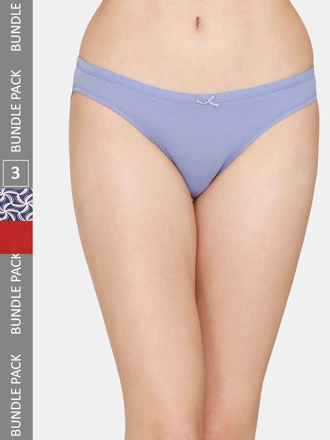 

Zivame Women Pack Of 3 Low-Rise Ultra Soft Hipster Briefs, Red