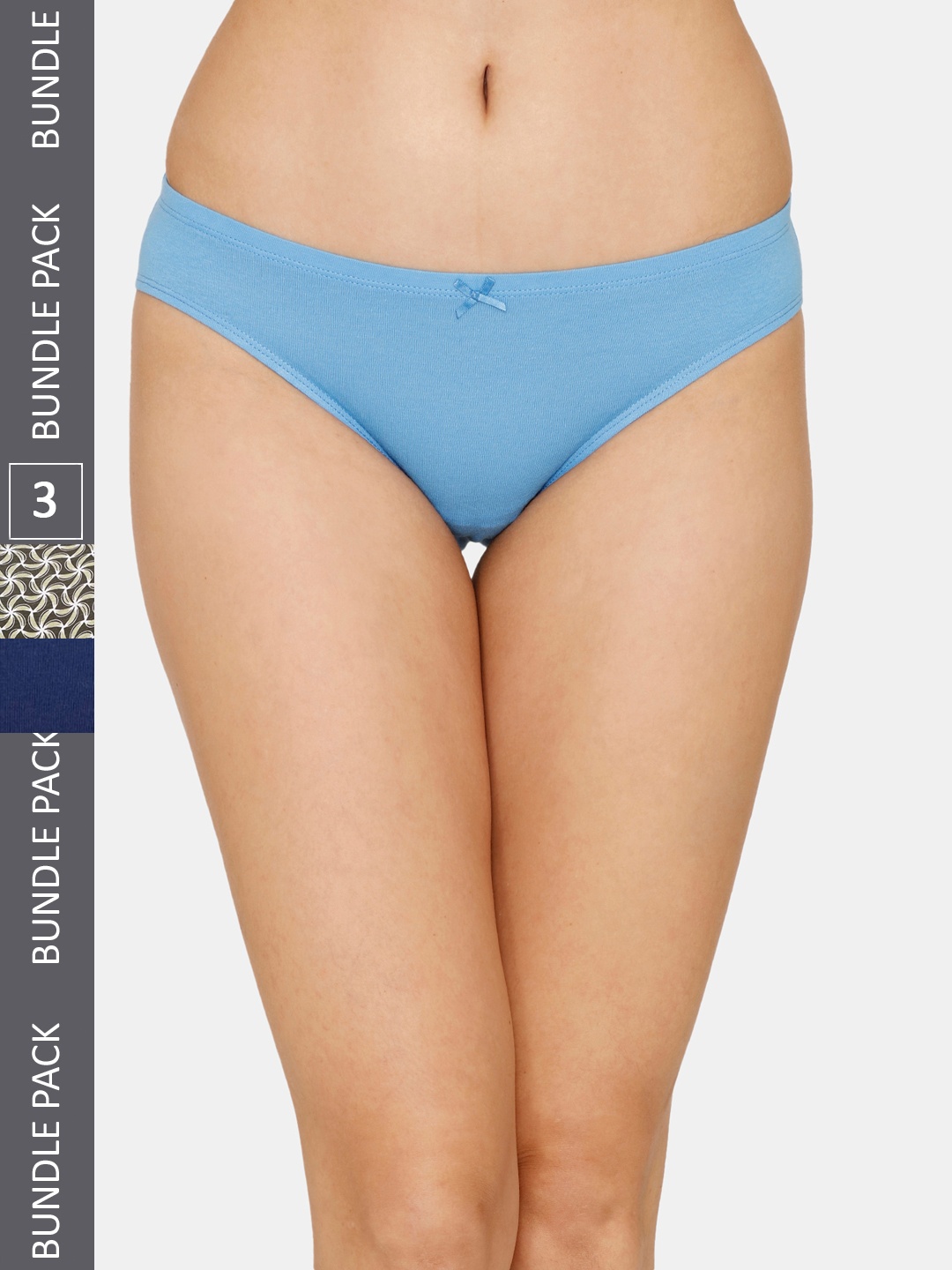 

Zivame Pack Of 3 Low-Rise Bikini Briefs, Blue
