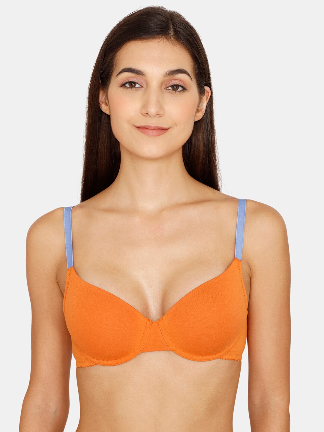 

Zivame Underwired Lightly Padded All Day Comfort Seamless Push-Up Bra, Orange