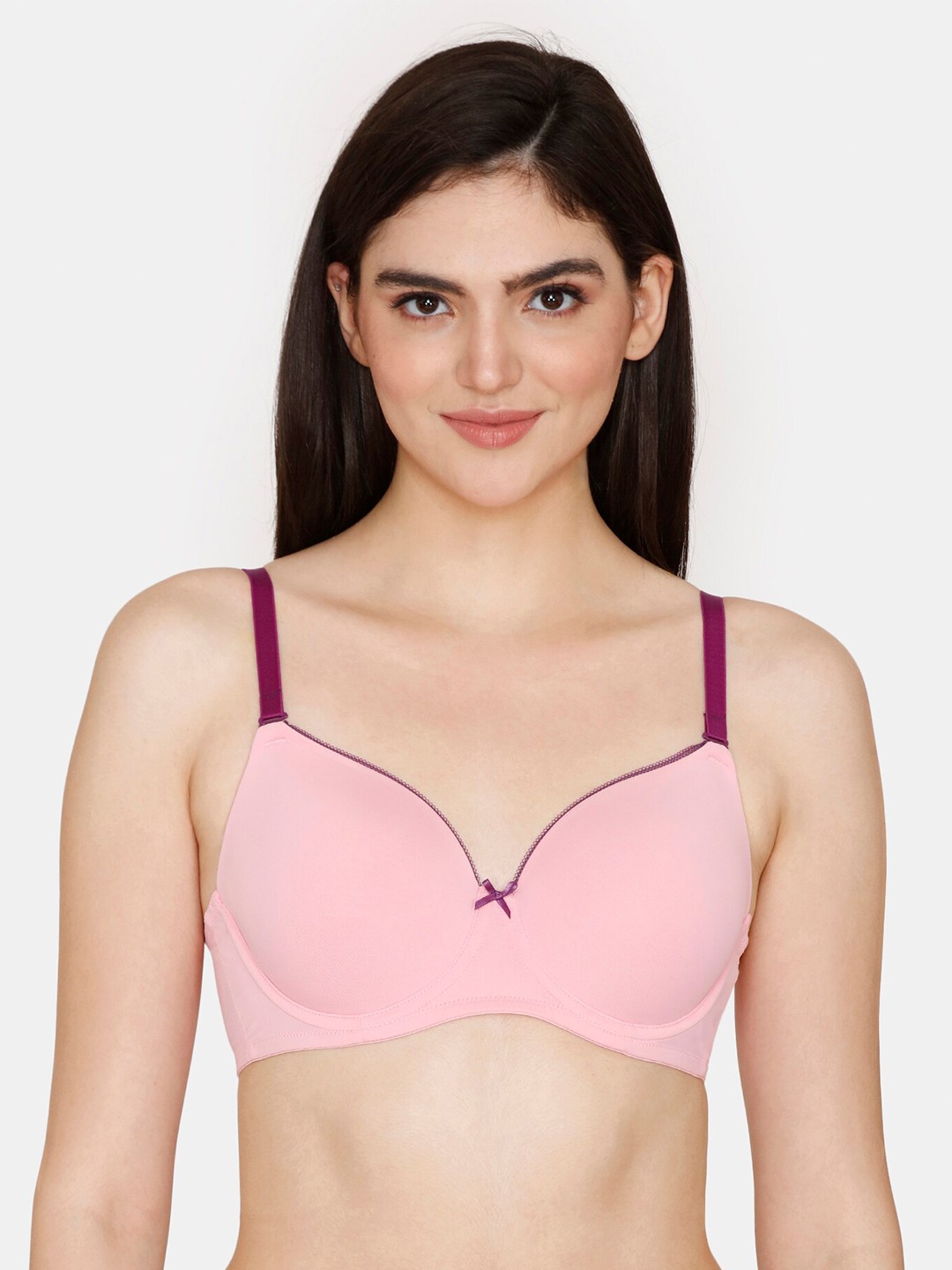 

Zivame Underwired Lightly Padded All Day Comfort Seamless T-shirt Bra, Pink