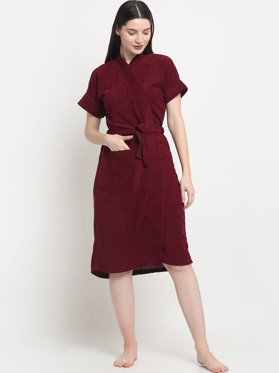 

Creeva Everyday Collection Half Sleeve Bath Robe, Maroon