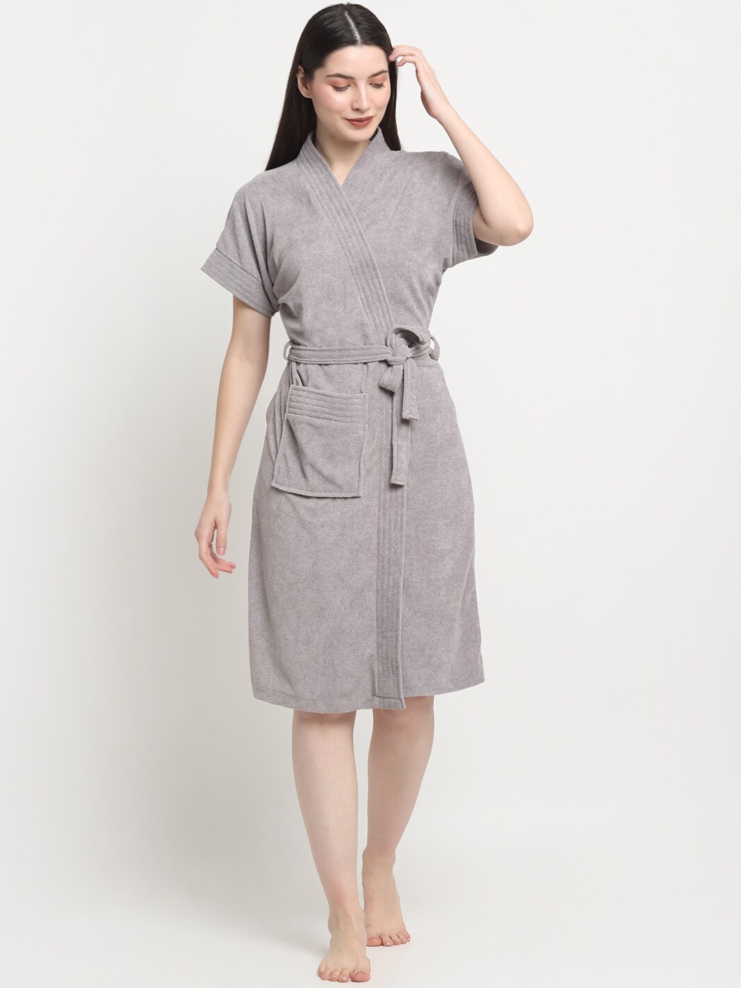 

Creeva Everyday Collection Half Sleeve Bath Robe, Grey