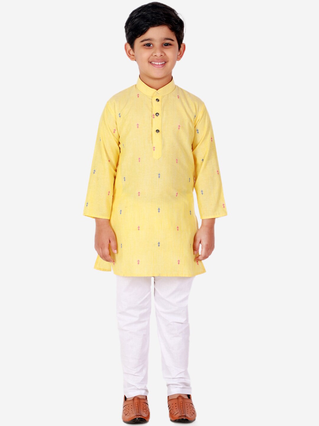 

Pro-Ethic STYLE DEVELOPER Boys Geometric Printed Cotton Kurta With Pyjamas, Yellow