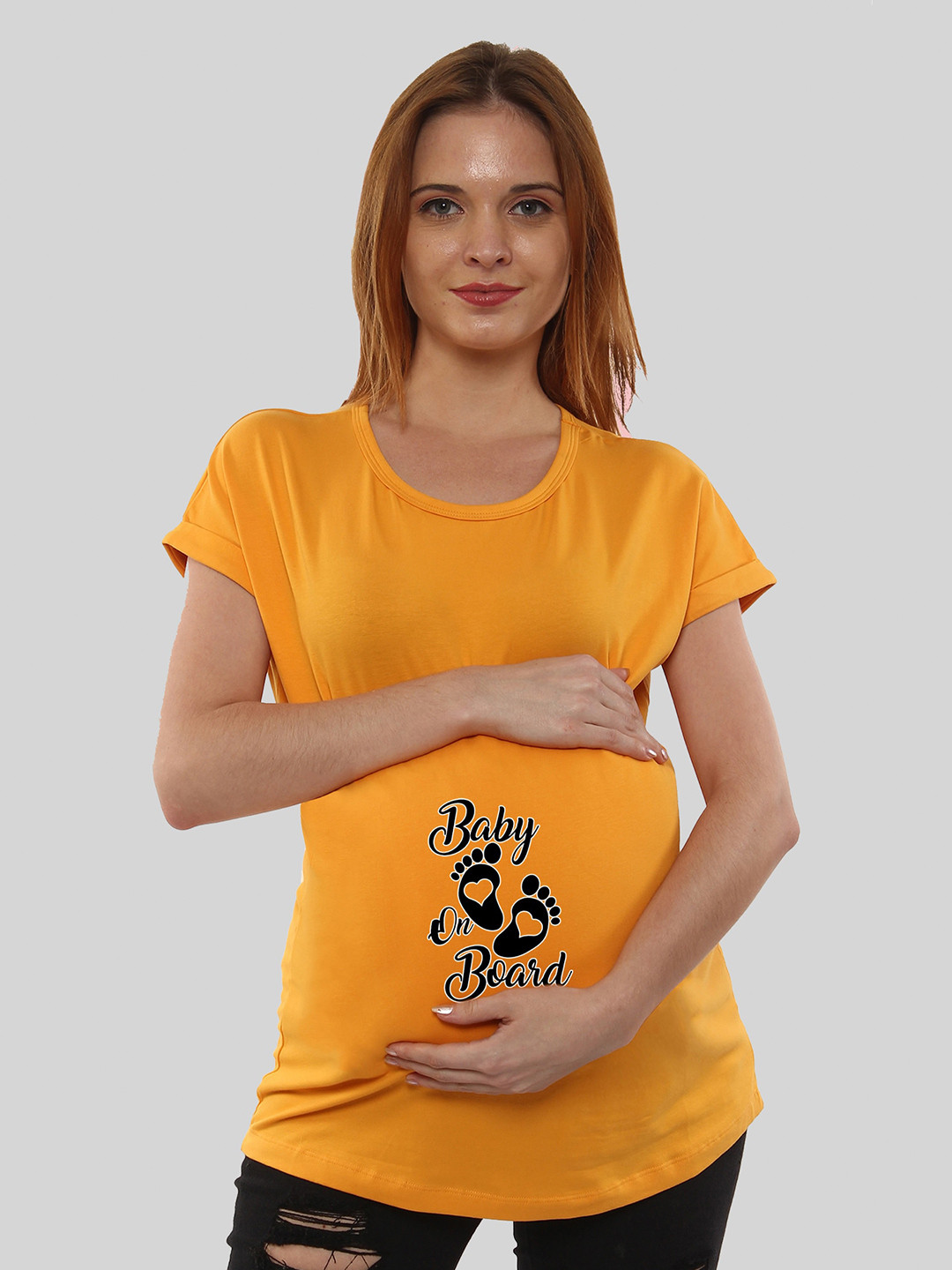 

SillyBoom Graphic Printed Maternity Cotton T-shirt, Yellow