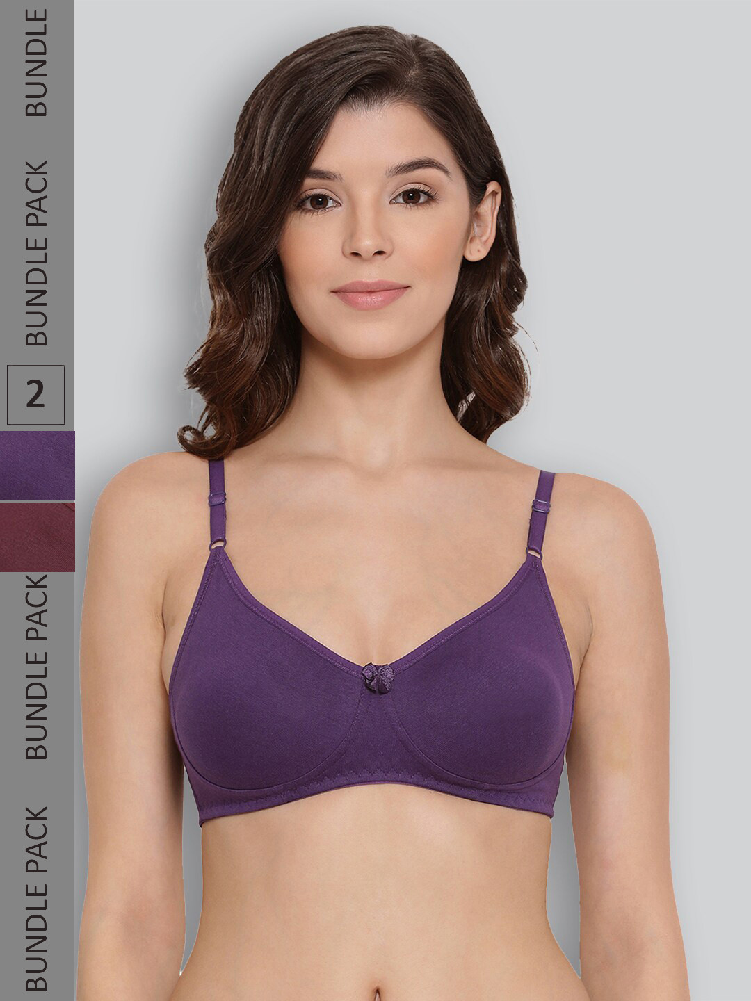 

LYRA Pack Of 2 Full Coverage Cross Over Comfort Bra, Burgundy