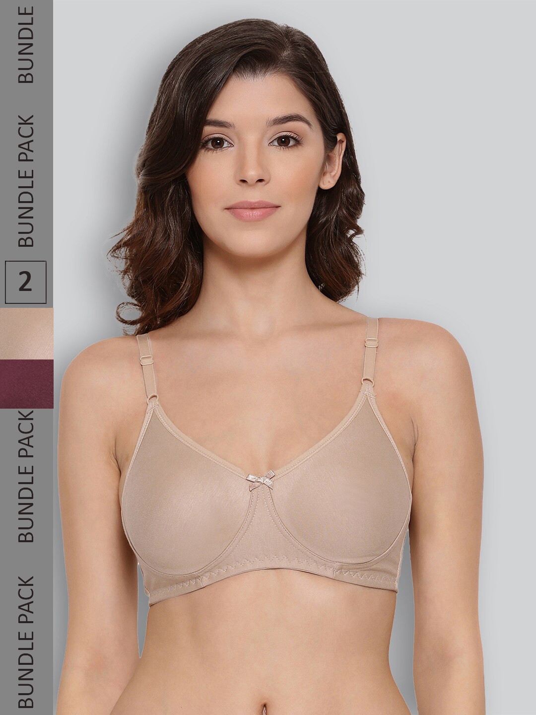 

LYRA Pack Of 2 Full Coverage Cross Over Comfort Bra, Burgundy