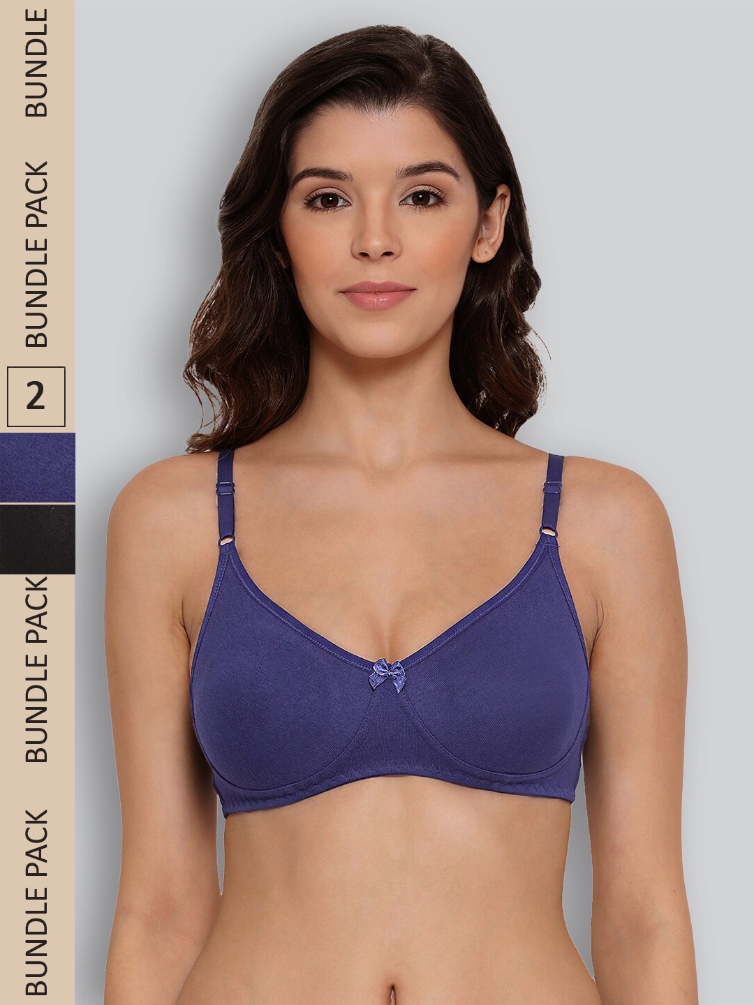 

LYRA Pack of 2 Non-Padded Underwired All Day Comfort Seamless Pure Cotton T-shirt Bra, Black