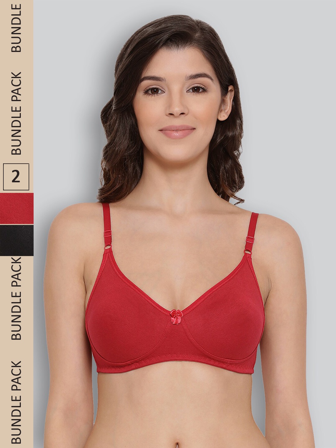 

LYRA Pack Of 2 Full Coverage Cross Over Comfort Bra, Red