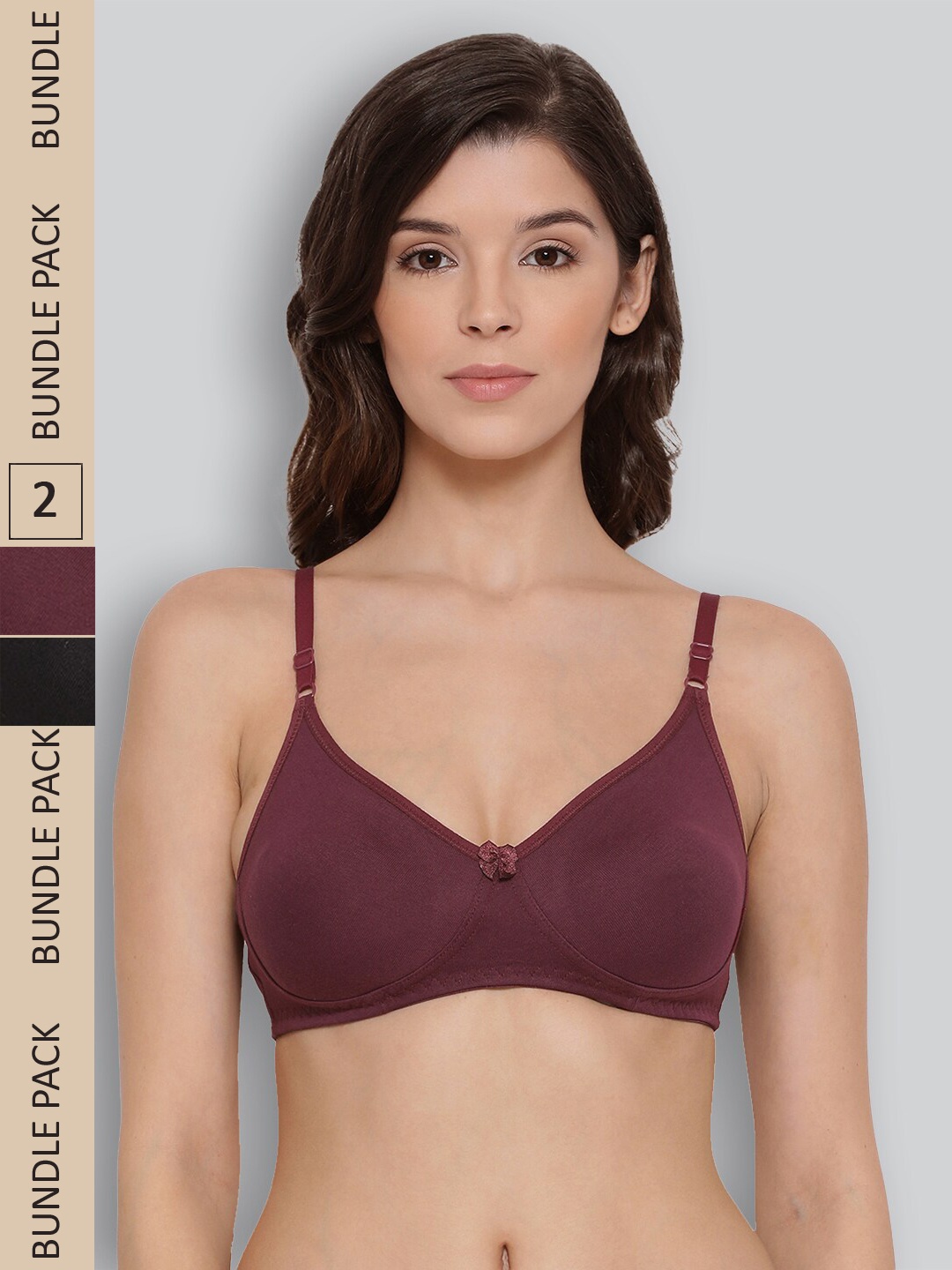 

LYRA Pack Of 2 Full Coverage Cross Over Comfort Bra, Coffee brown