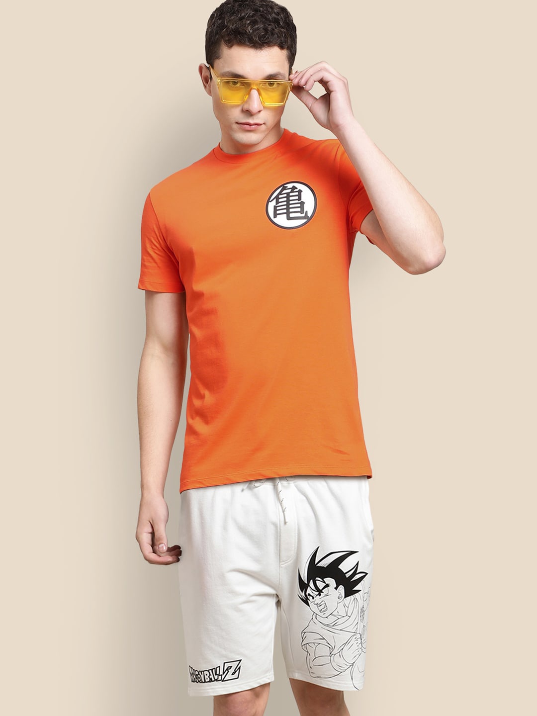 

Free Authority Men Dragon Ball Z Pure Cotton Printed T-shirt with Shorts, Multi