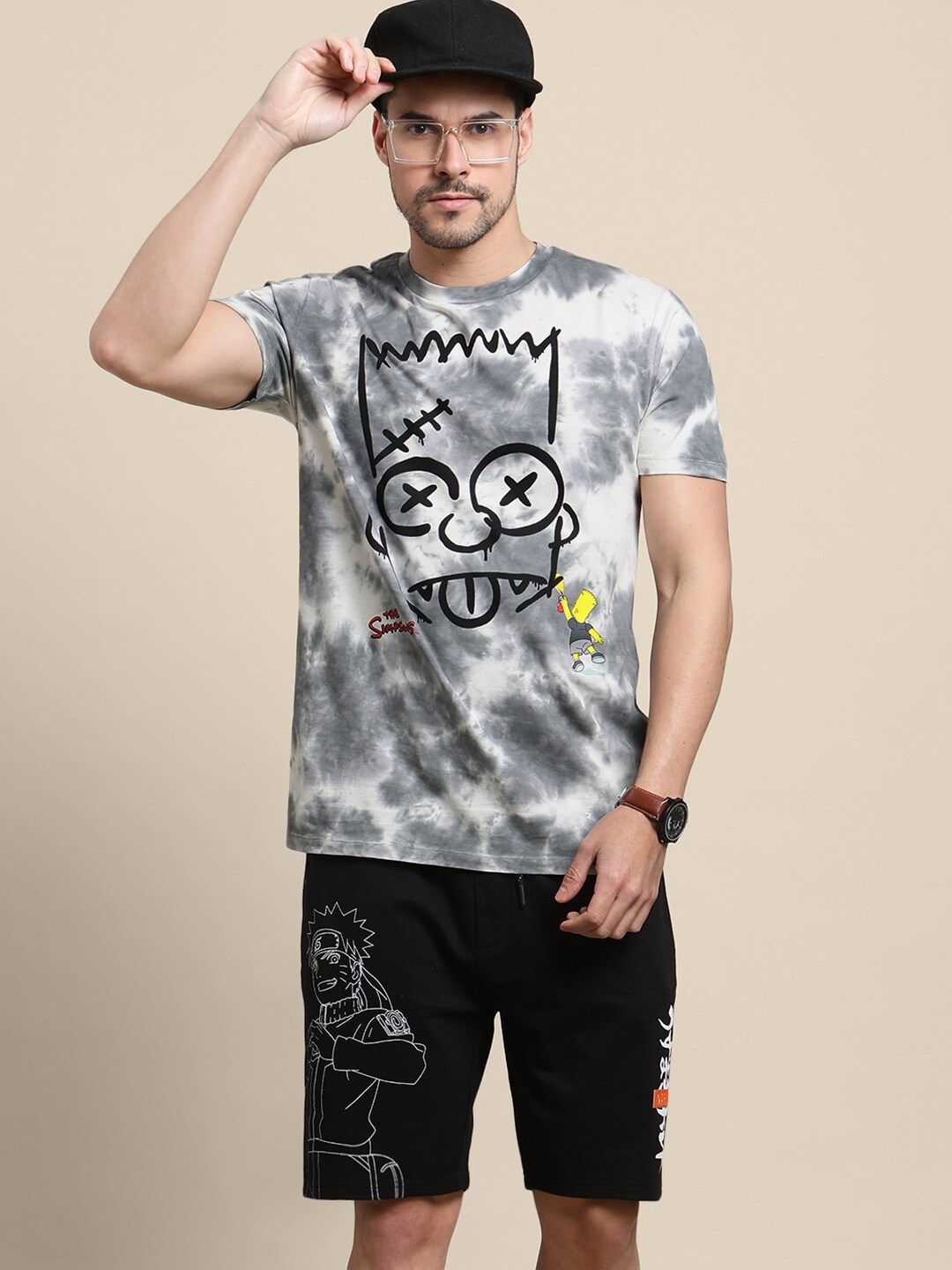 

Free Authority Tie & Dye Printed Pure Cotton Short Sleeves T-shirt With Shorts Co-Ord Set, Grey